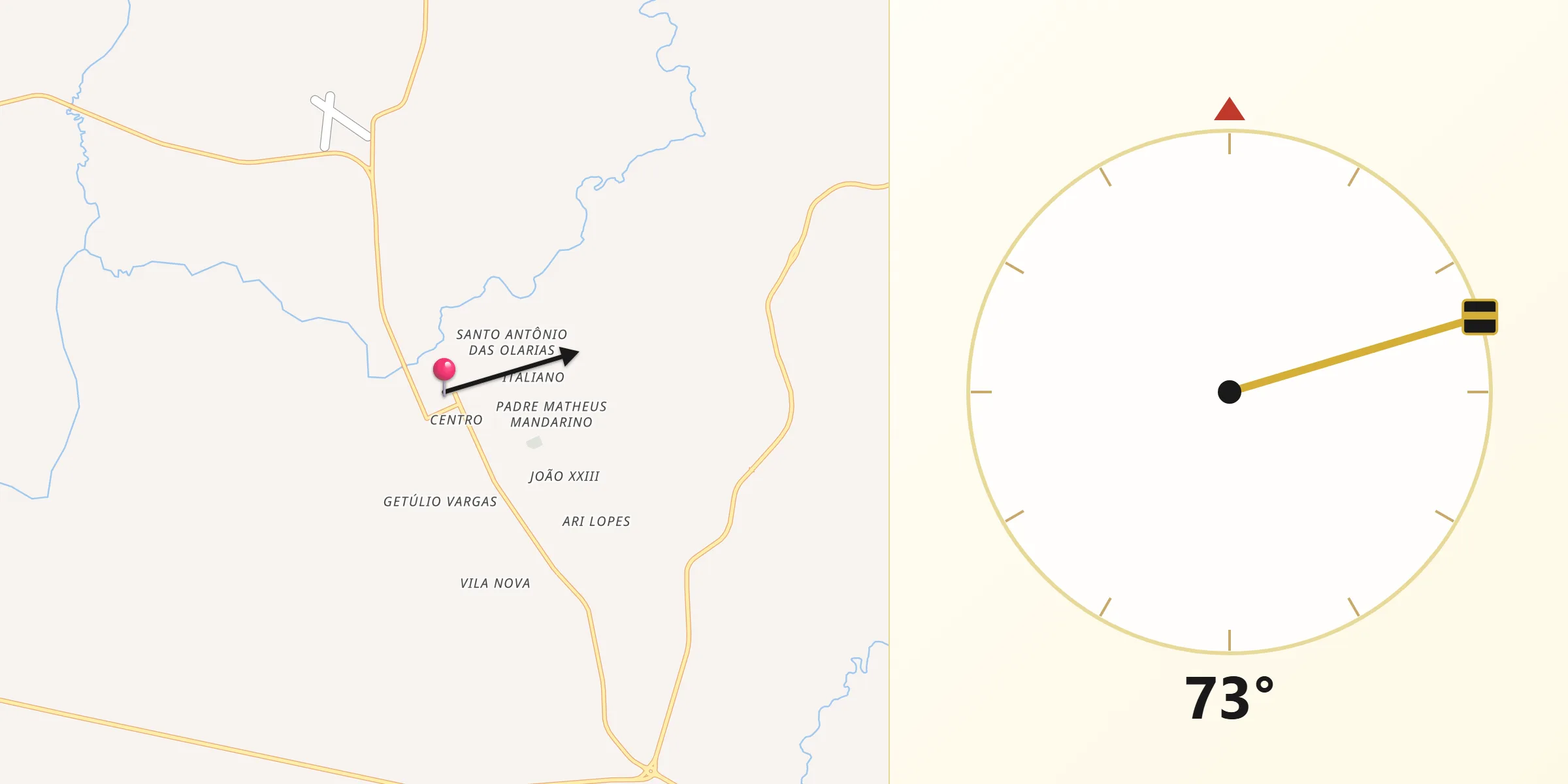 Direção da Qibla a partir de São Francisco de Assis
