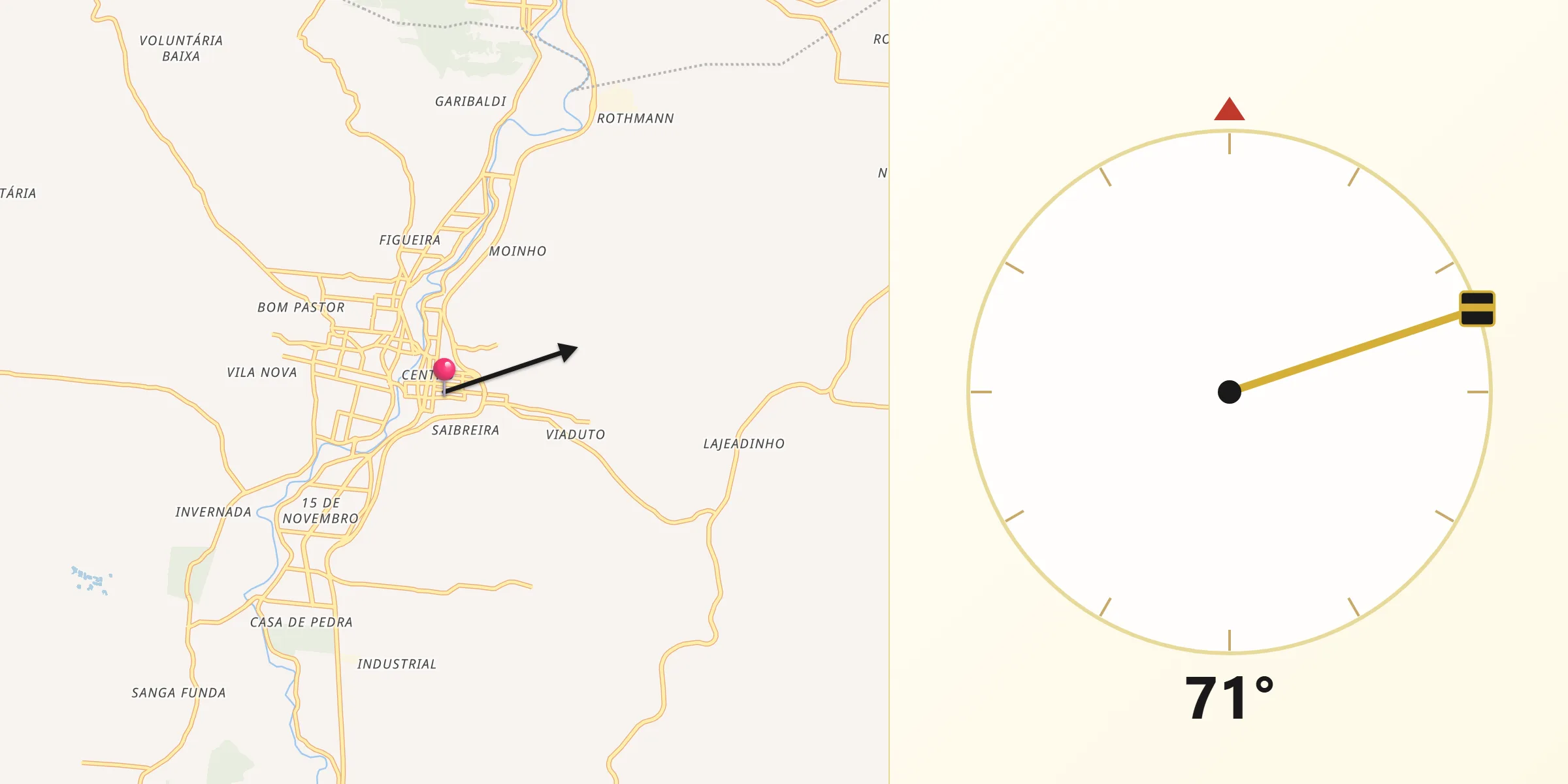 Direção da Qibla a partir de Igrejinha