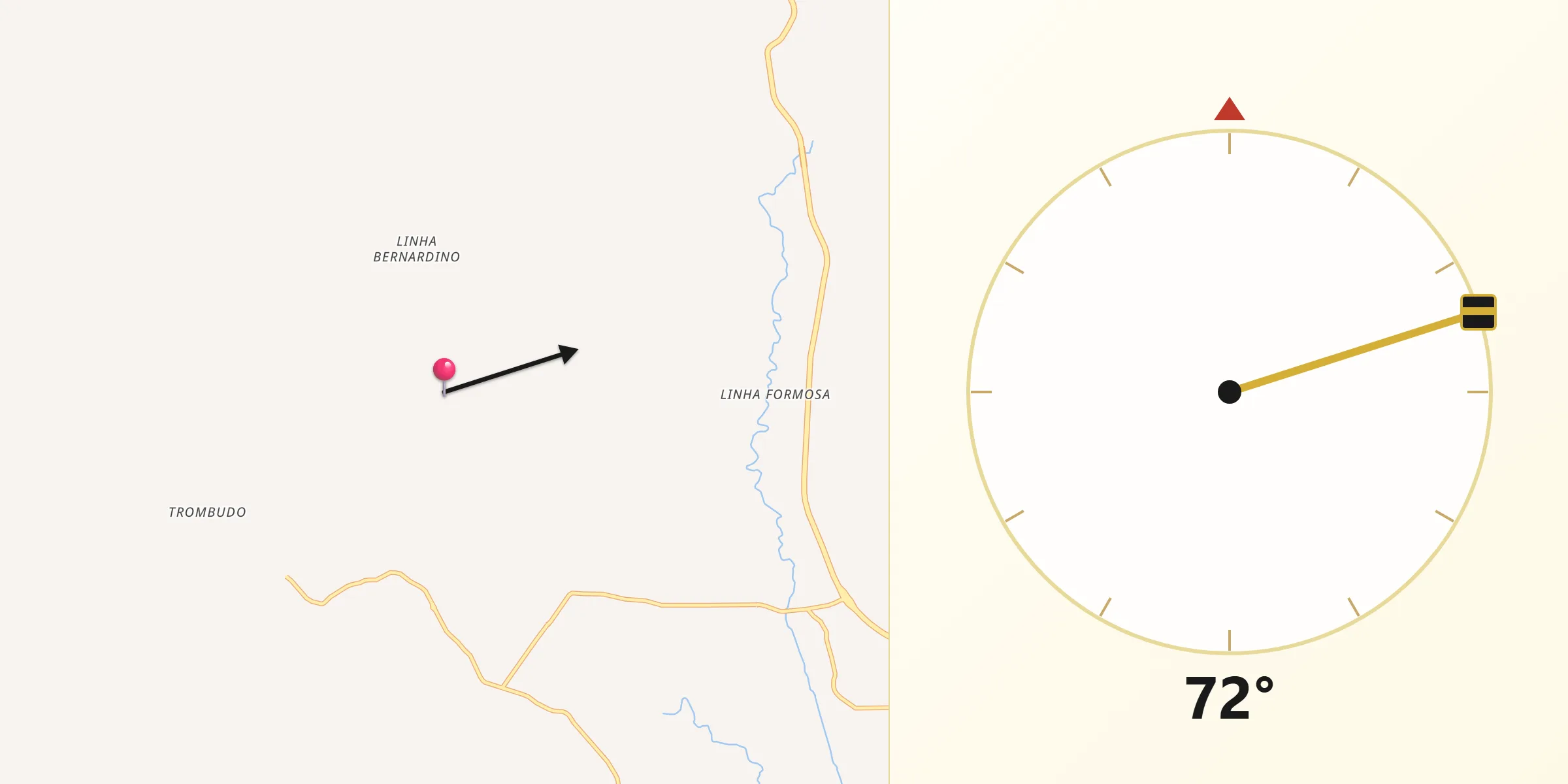 Direção da Qibla a partir de Vale do Sol