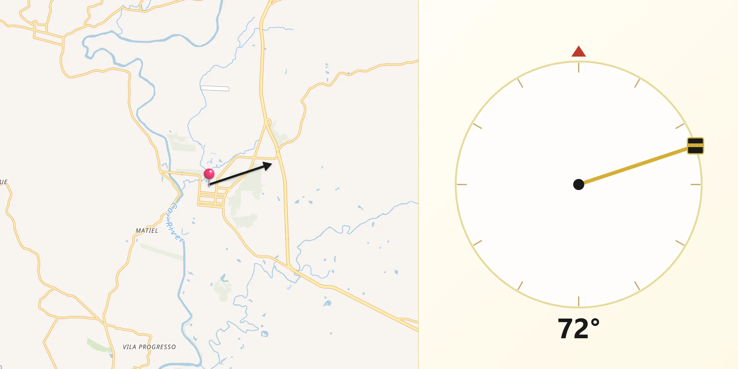 Direção da Qibla a partir de São Sebastião do Caí