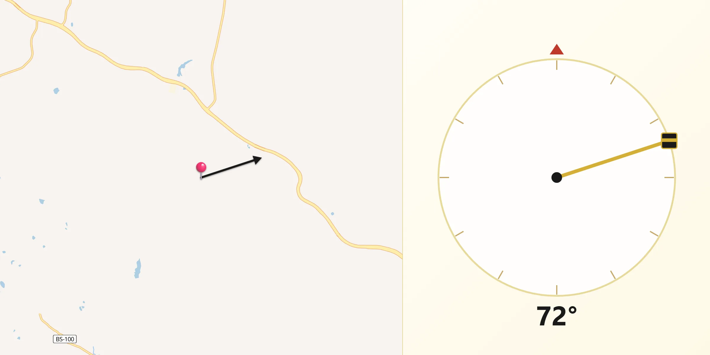 Direção da Qibla a partir de Fazenda Vilanova