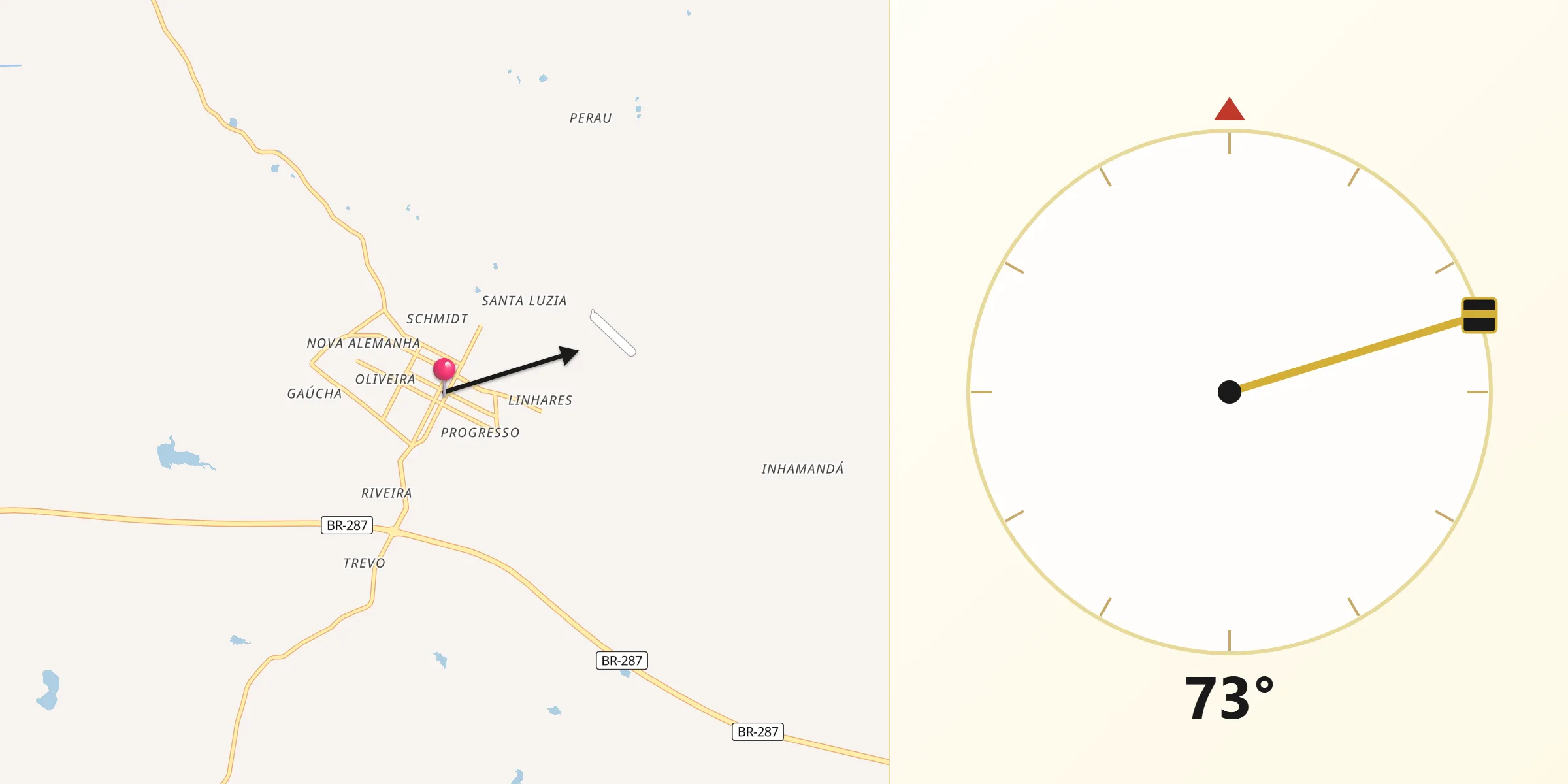 Direção da Qibla a partir de São Pedro do Sul
