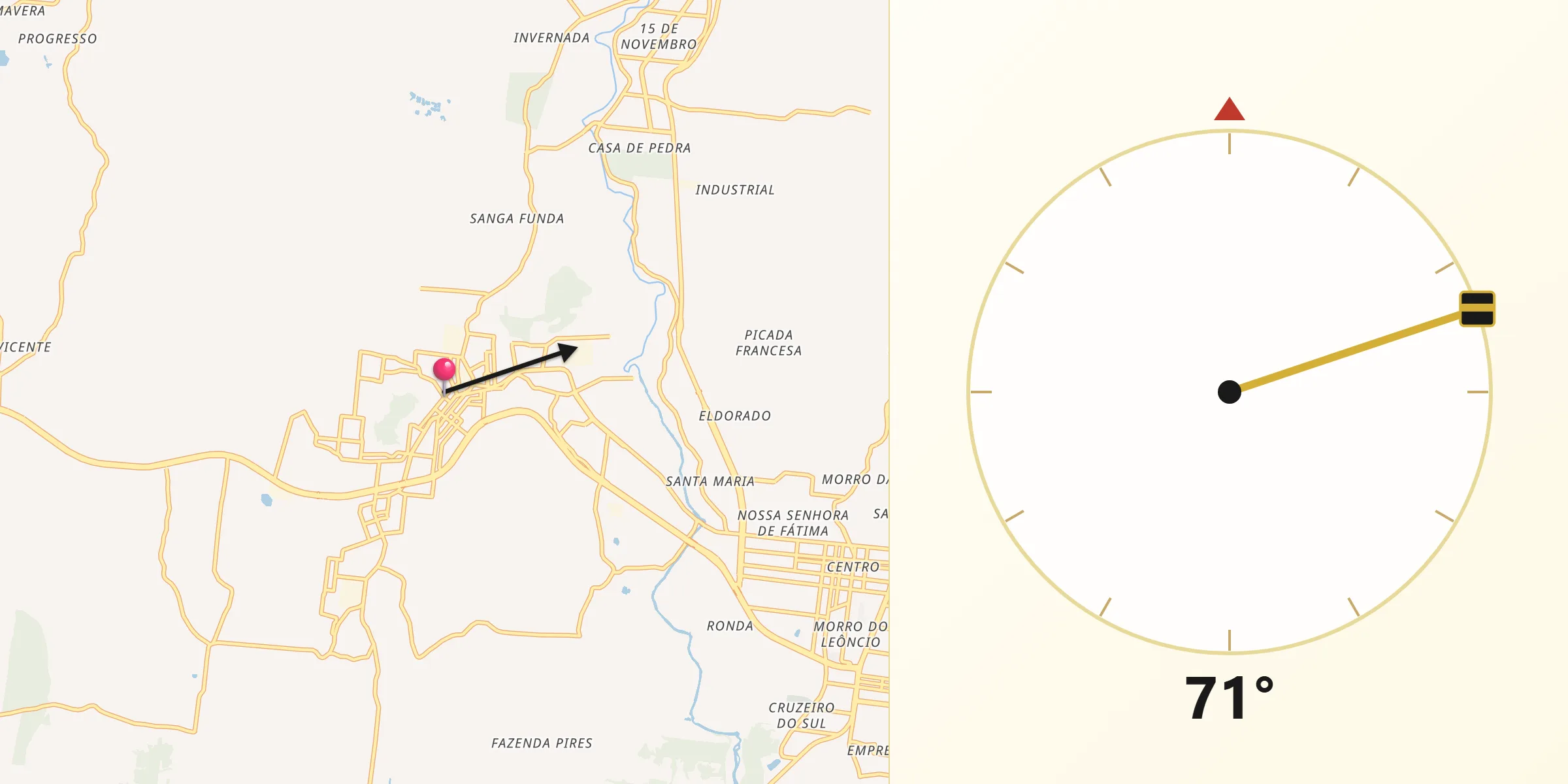 Direção da Qibla a partir de Parobé