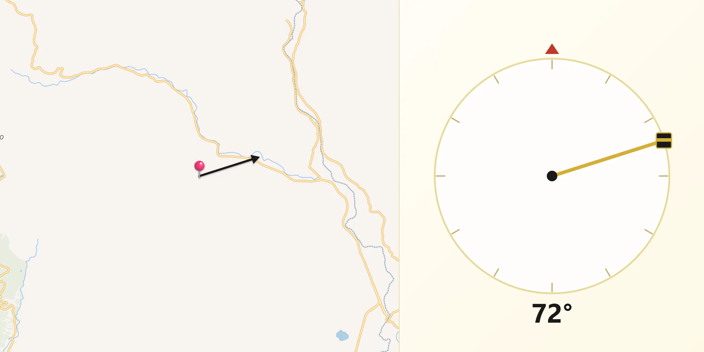 Direção da Qibla a partir de Cerro Branco