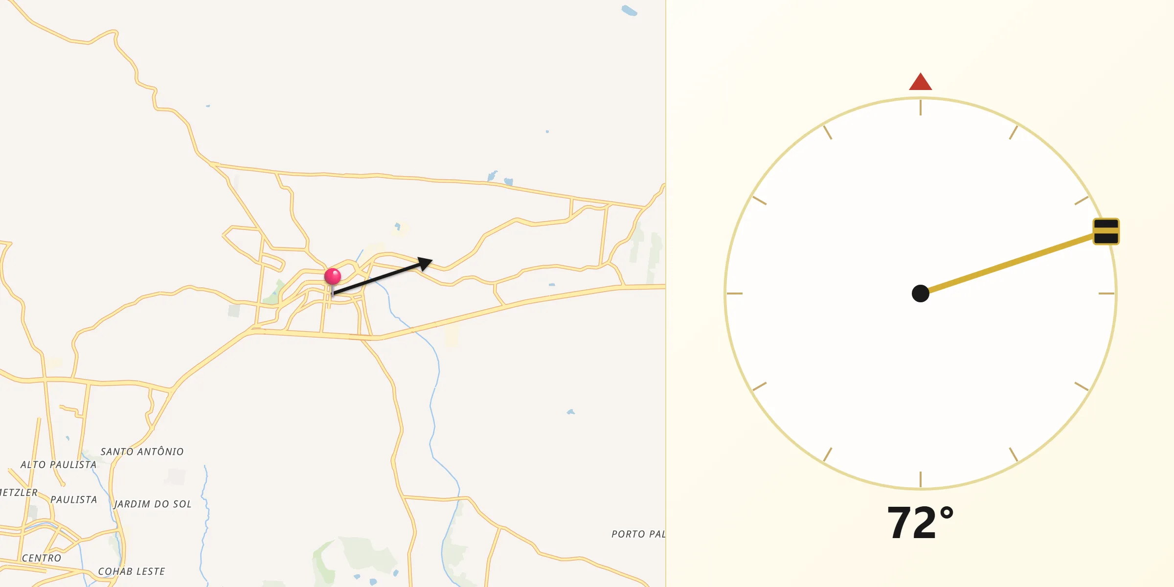 Direção da Qibla a partir de Sapiranga