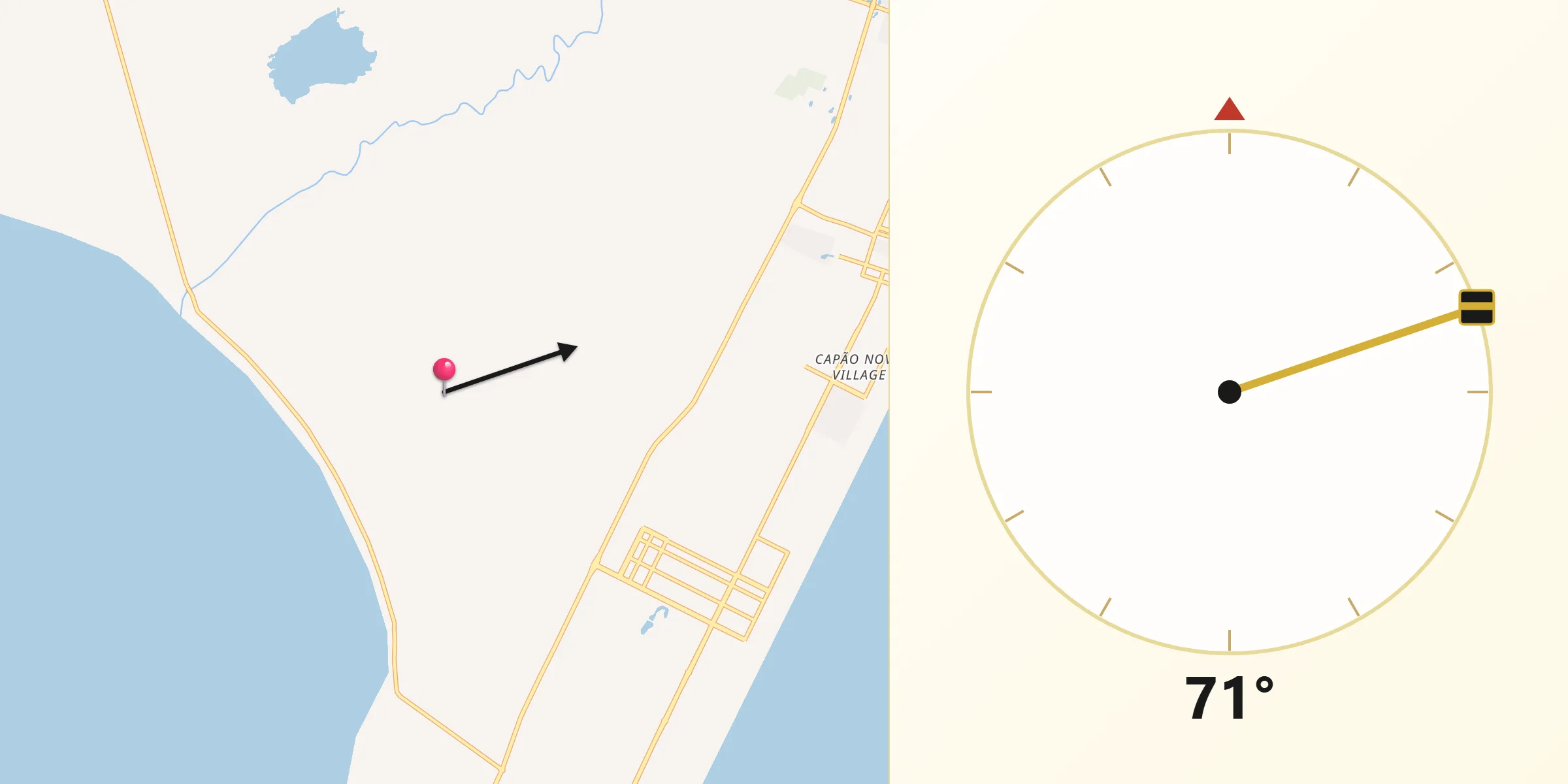 Direção da Qibla a partir de Capão da Canoa