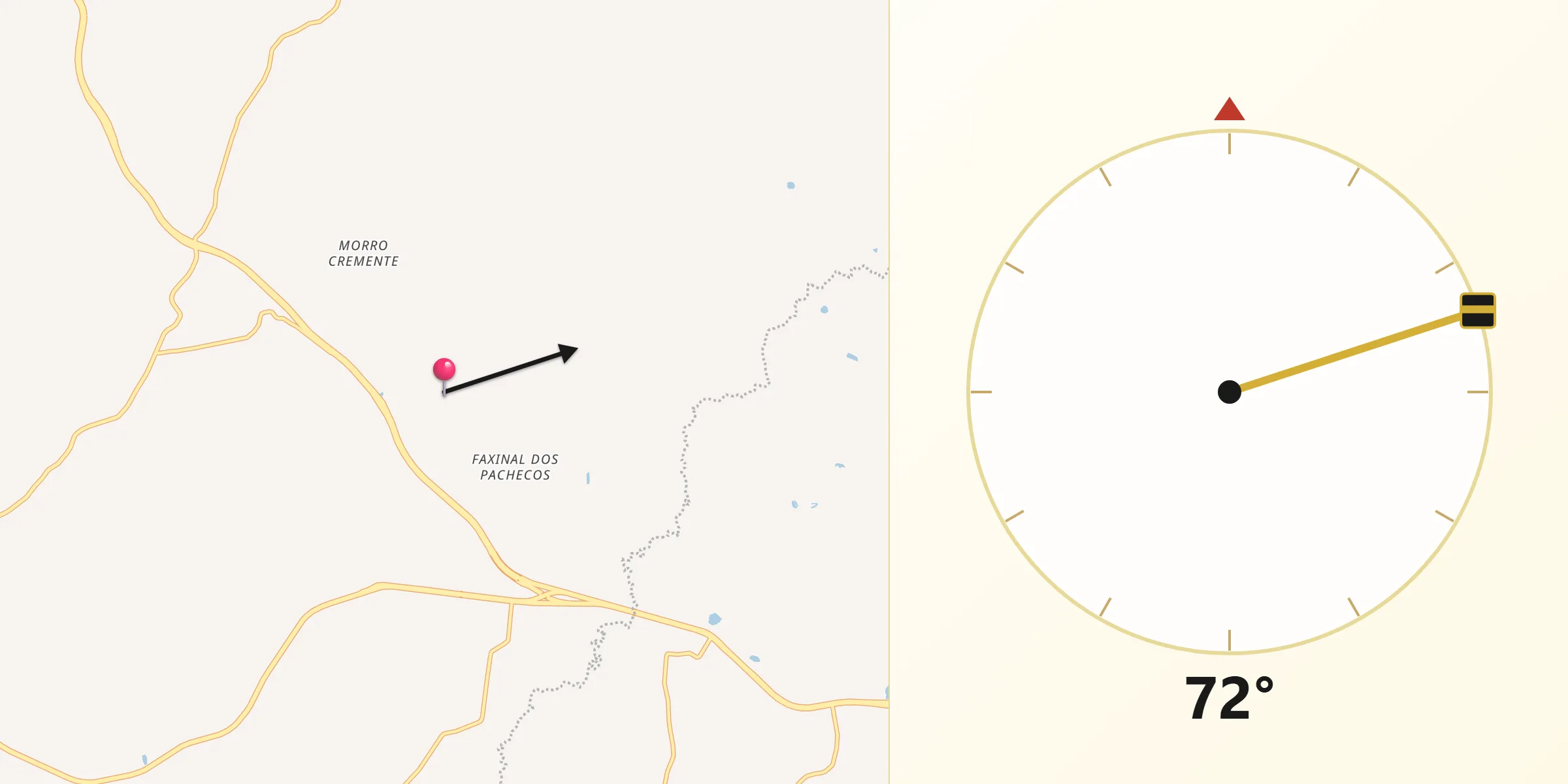 Direção da Qibla a partir de Tabaí