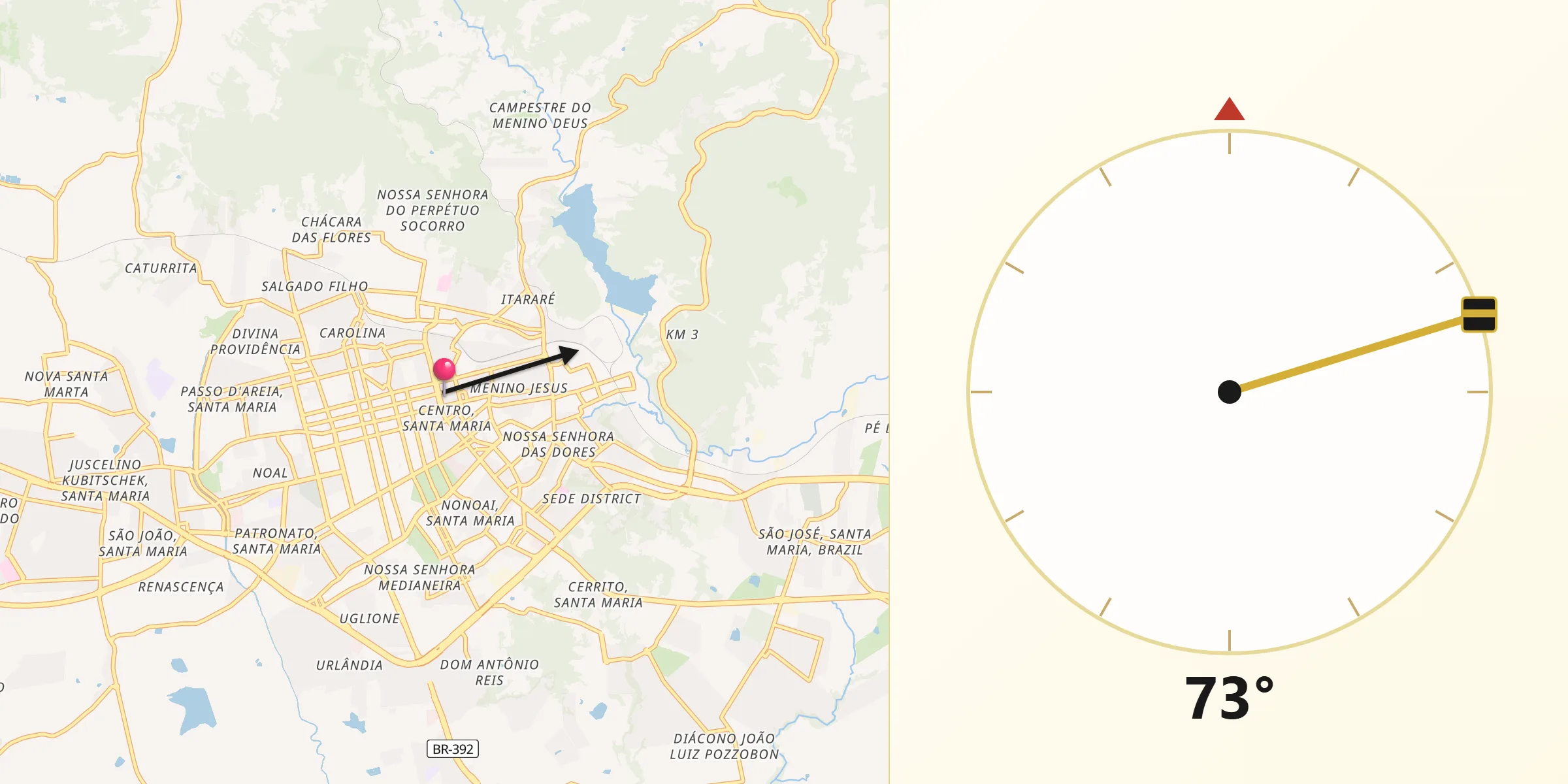 Direzione della Qibla da Santa Maria