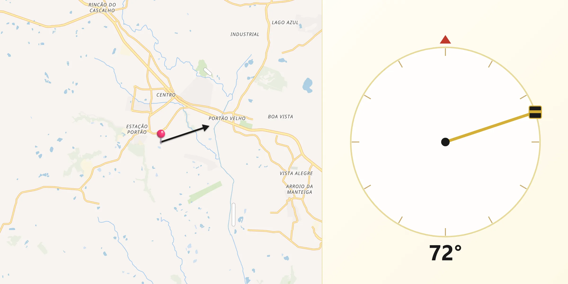 Direção da Qibla a partir de Portão