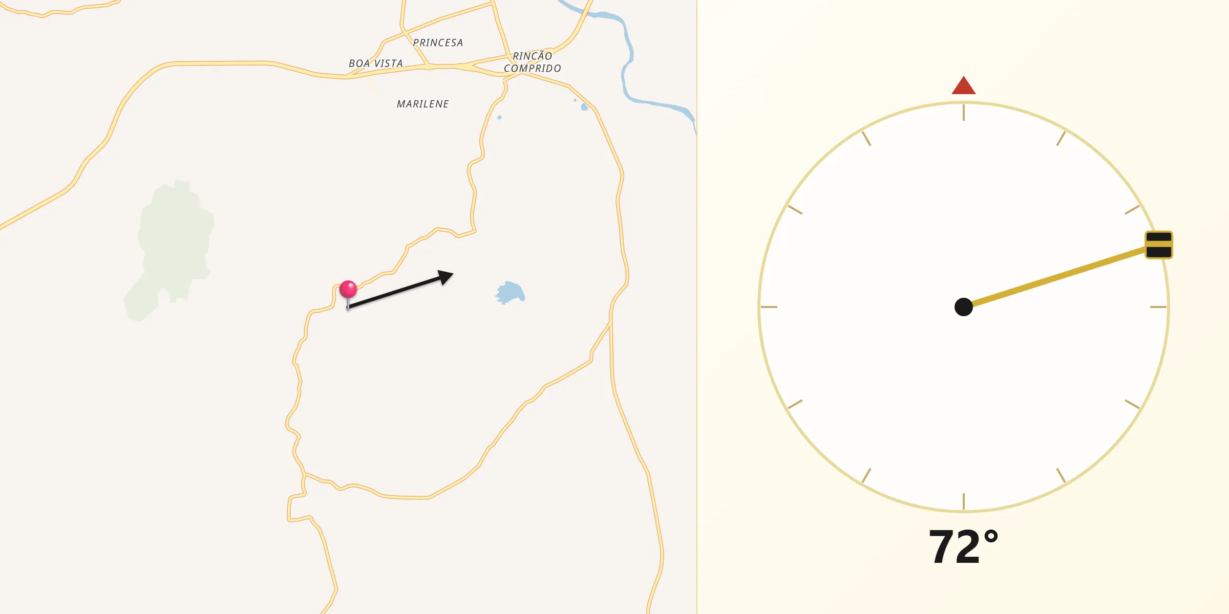 Direção da Qibla a partir de Candelária