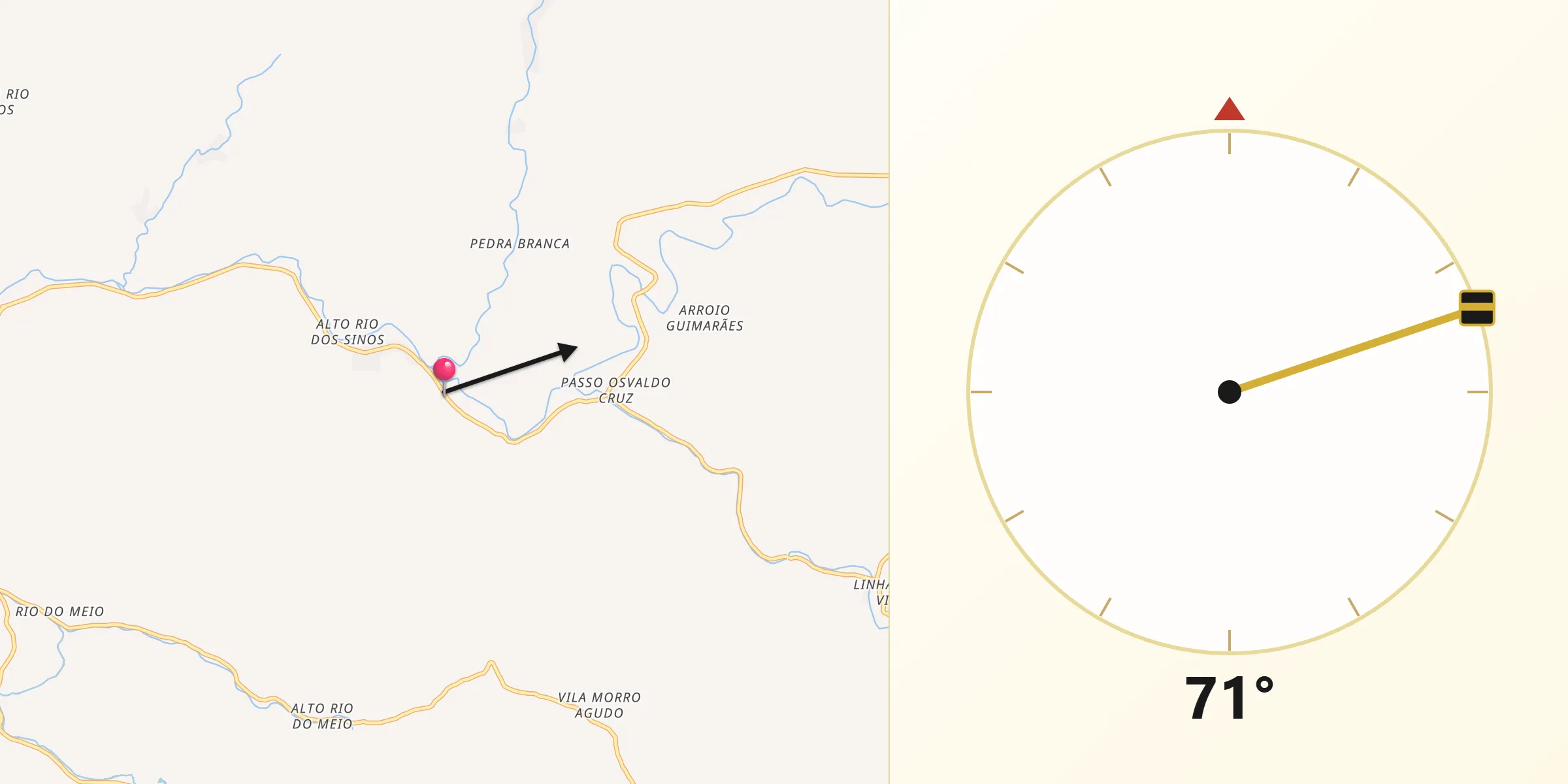 Direção da Qibla a partir de Caraá