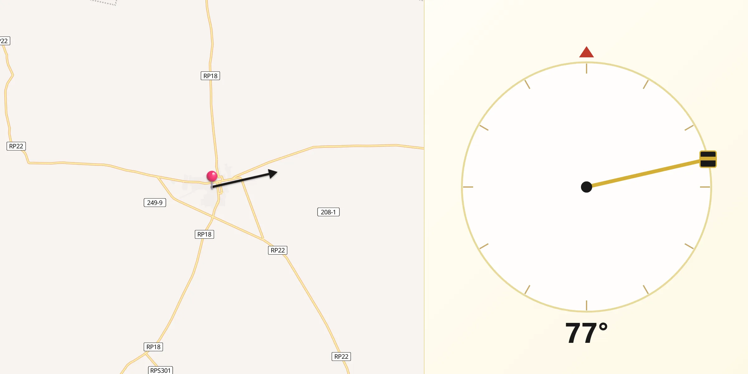 Dirección de la Qibla desde San Francisco del Chañar