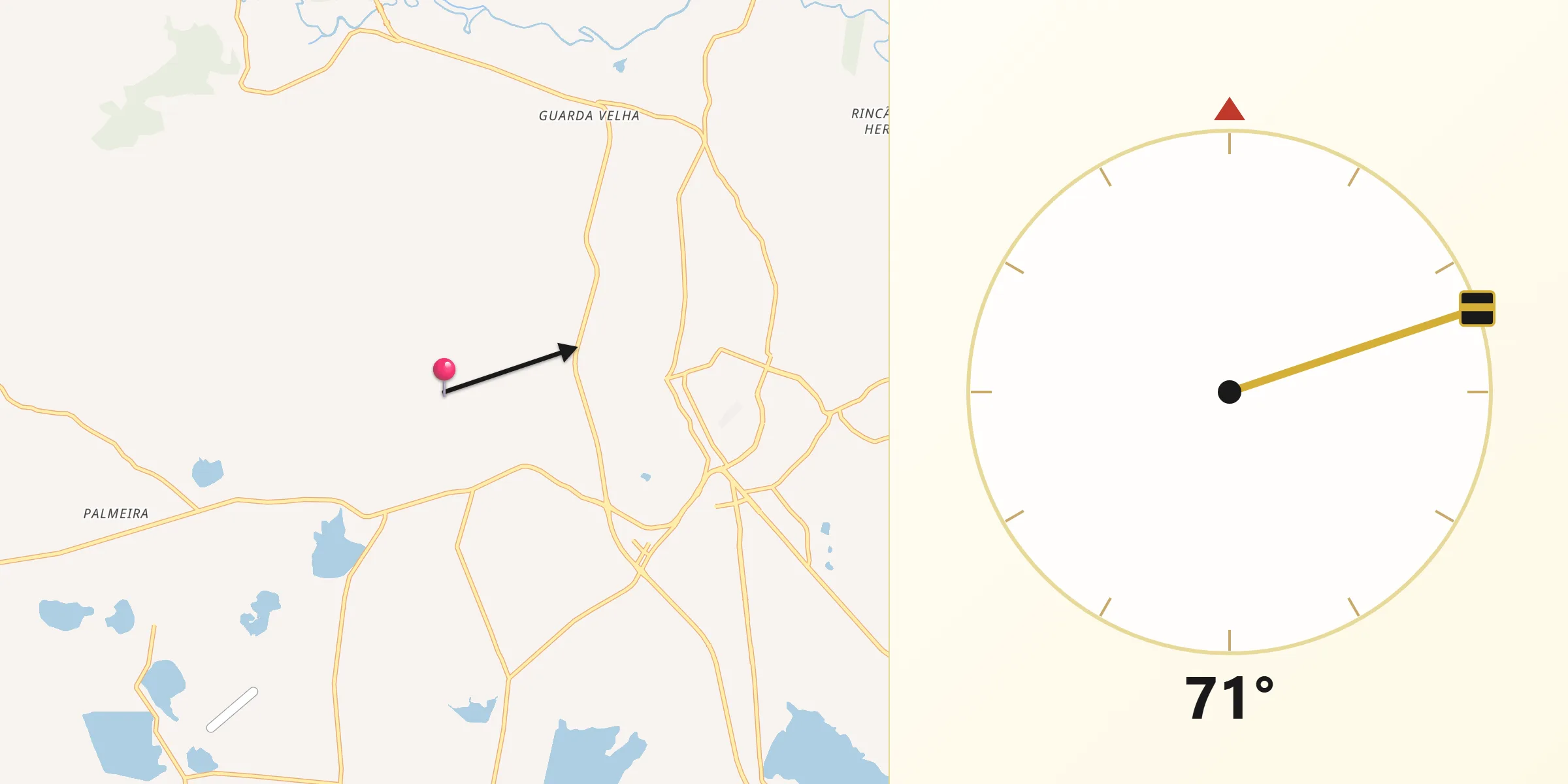 Direção da Qibla a partir de Santo Antônio da Patrulha