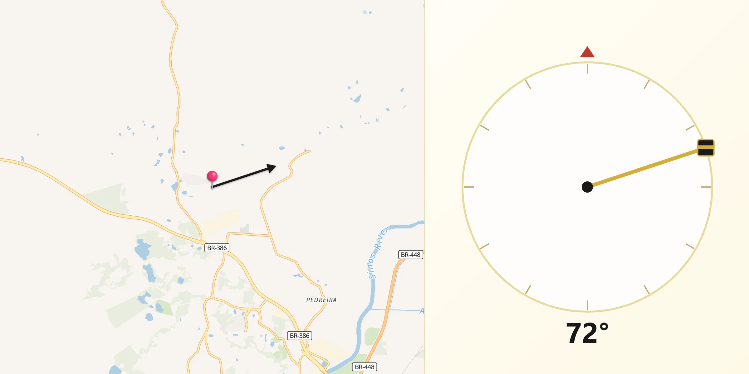 Direção da Qibla a partir de Santa Rita