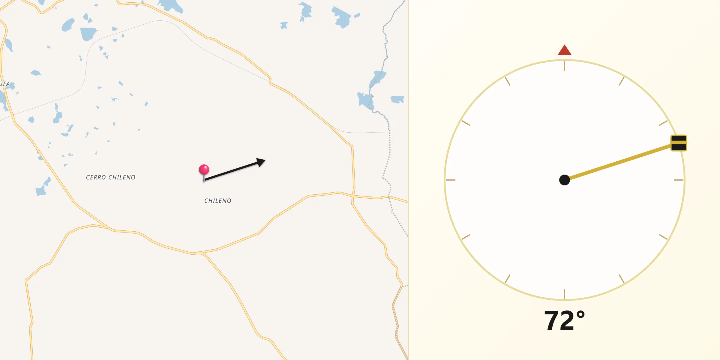 Direção da Qibla a partir de Vale Verde