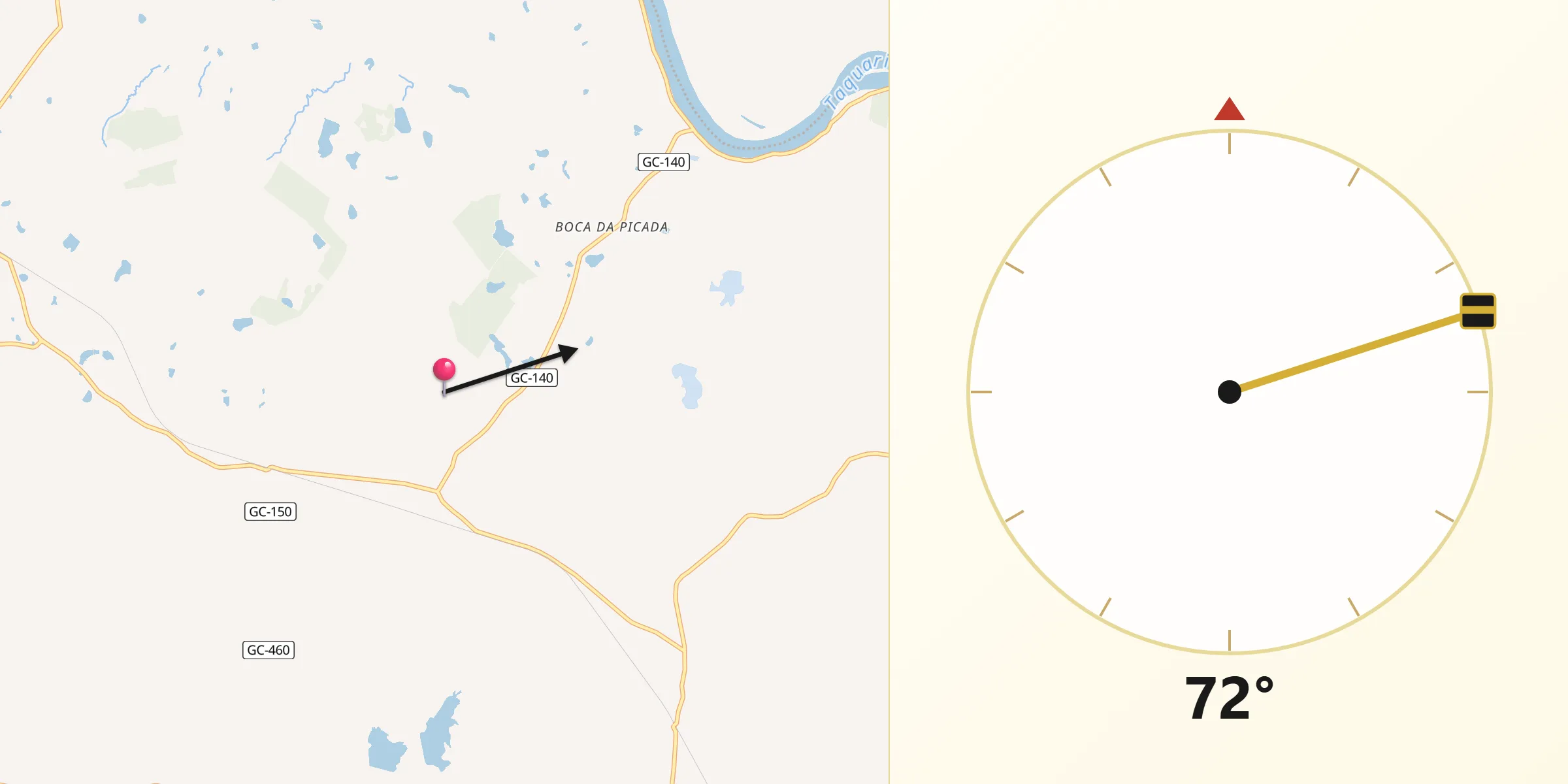 Direção da Qibla a partir de General Câmara