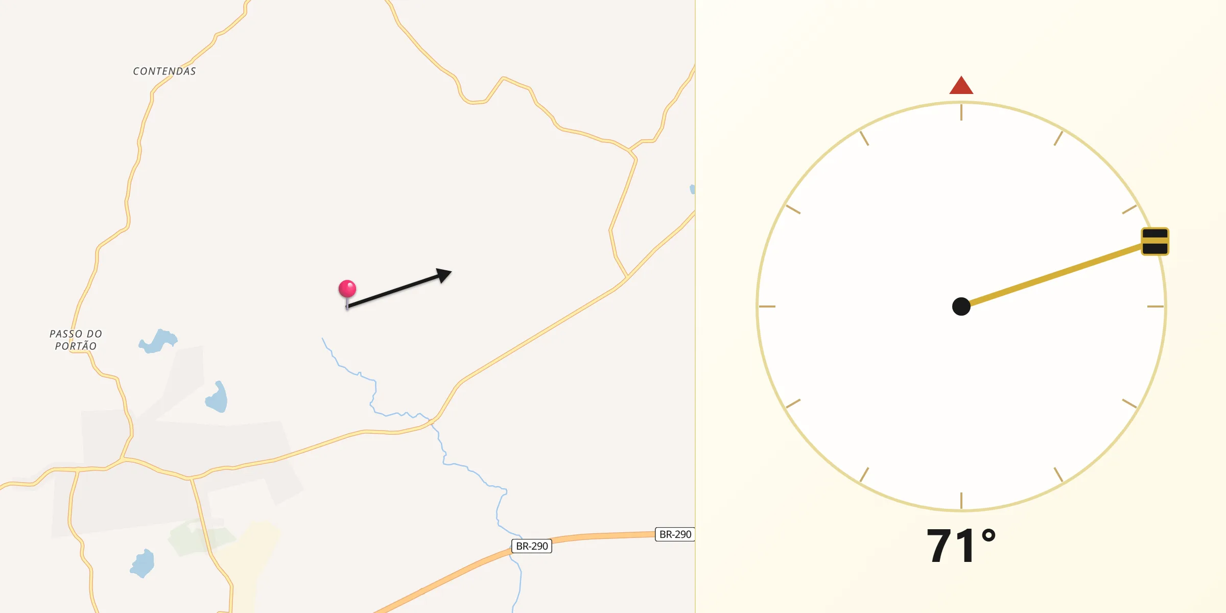 Direção da Qibla a partir de Glorinha