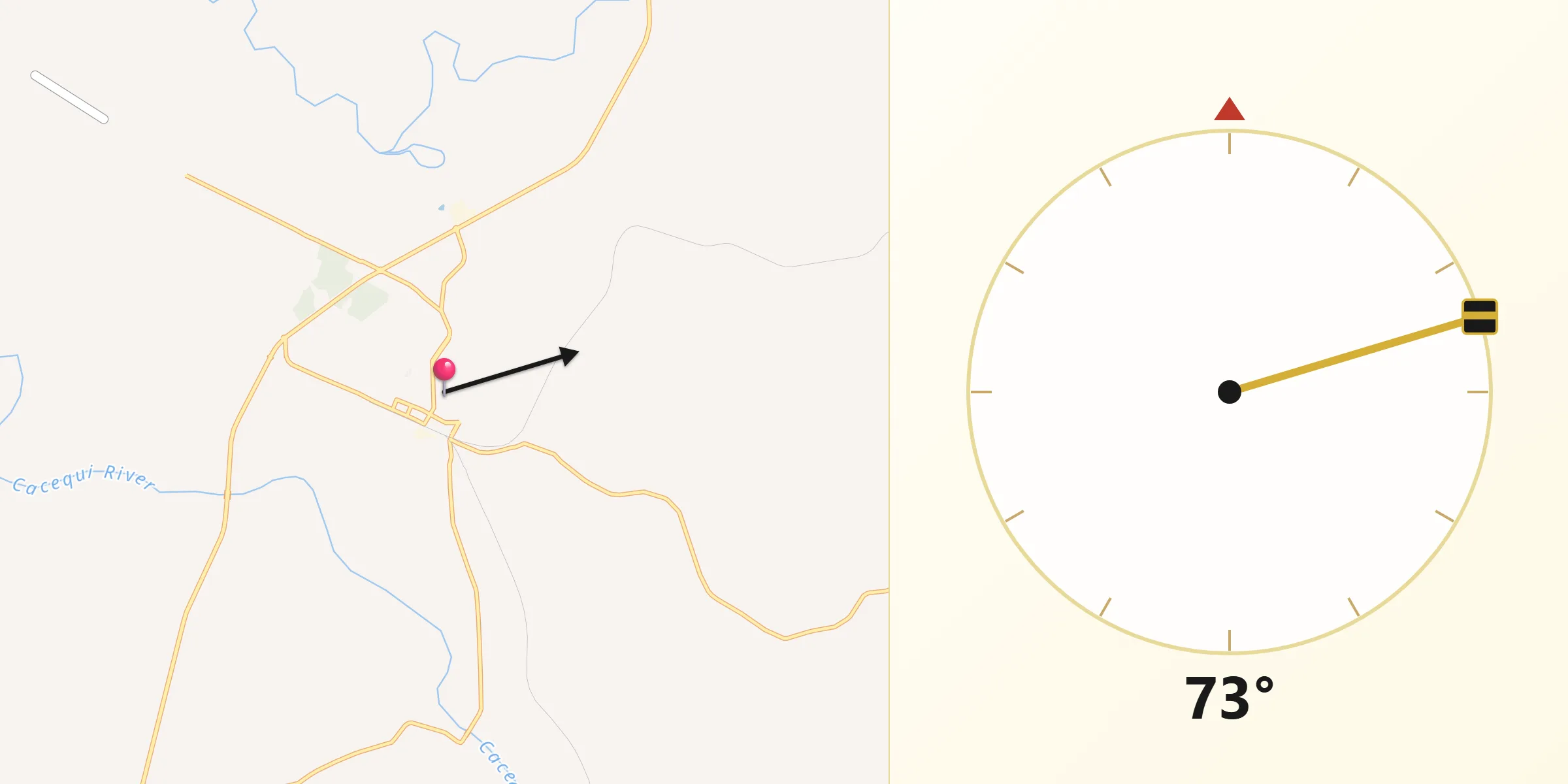 Direção da Qibla a partir de Cacequi