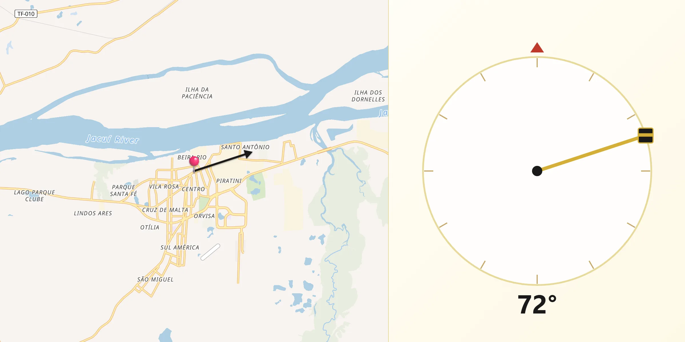 Direção da Qibla a partir de Charqueadas