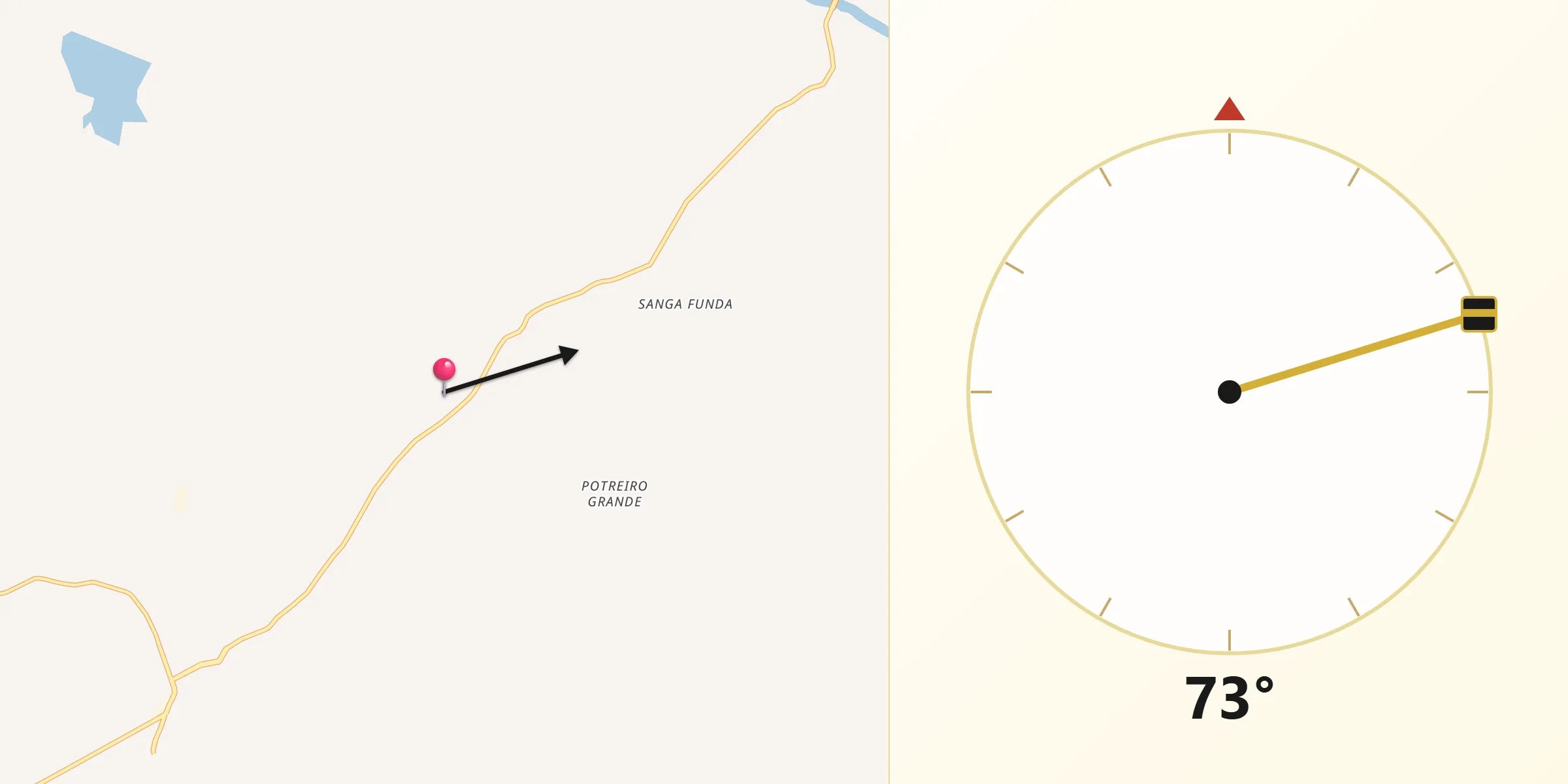 Direção da Qibla a partir de Formigueiro