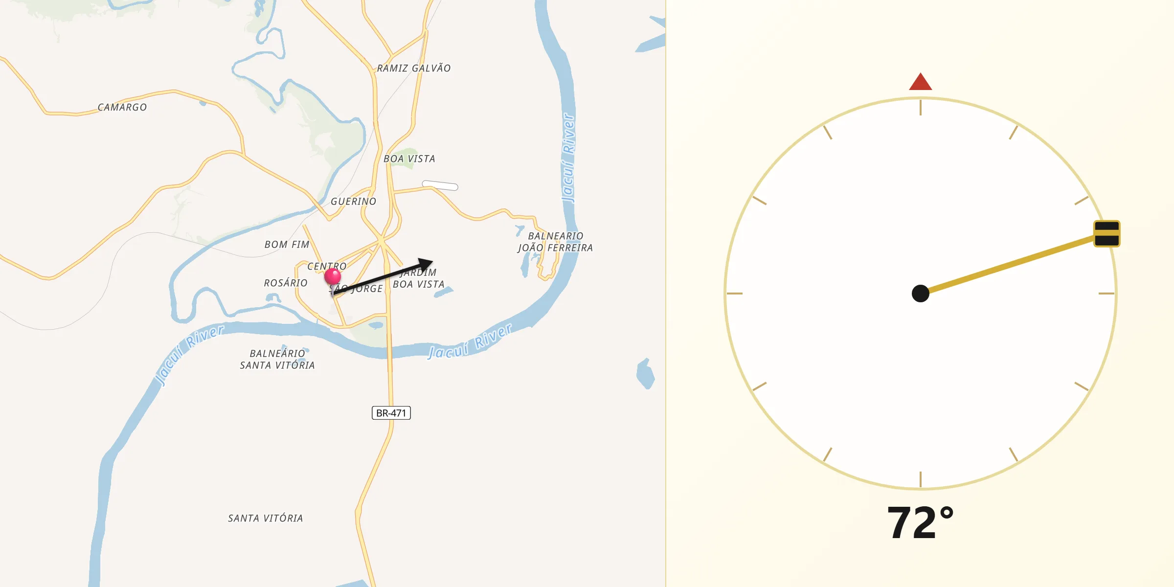 Direção da Qibla a partir de Rio Pardo