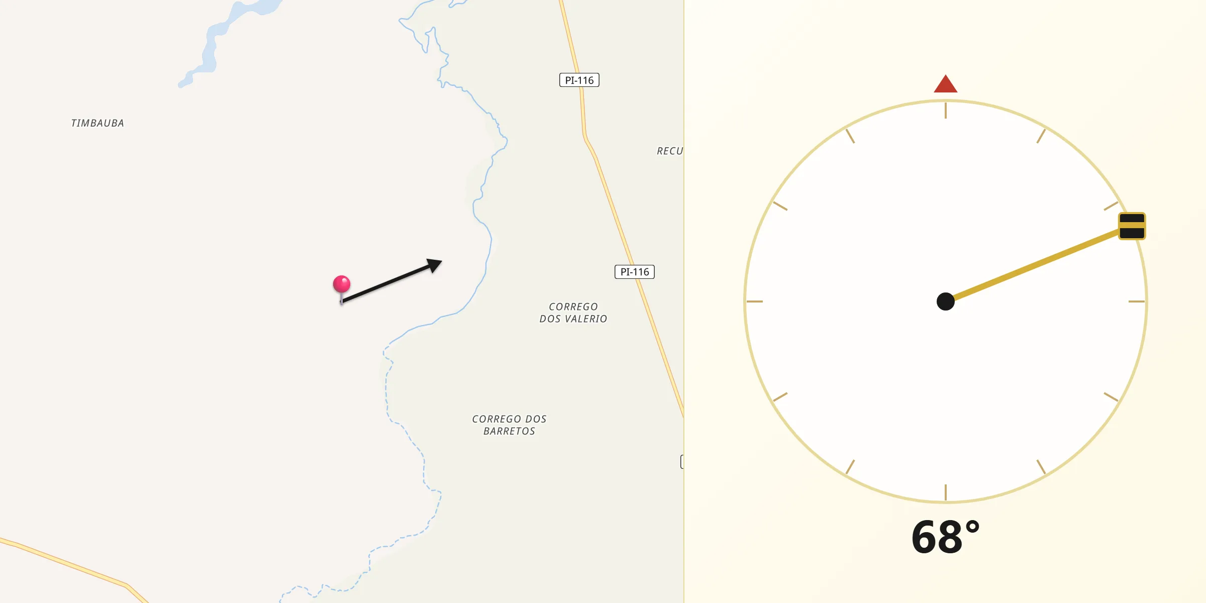 Direção da Qibla a partir de Luís Correia