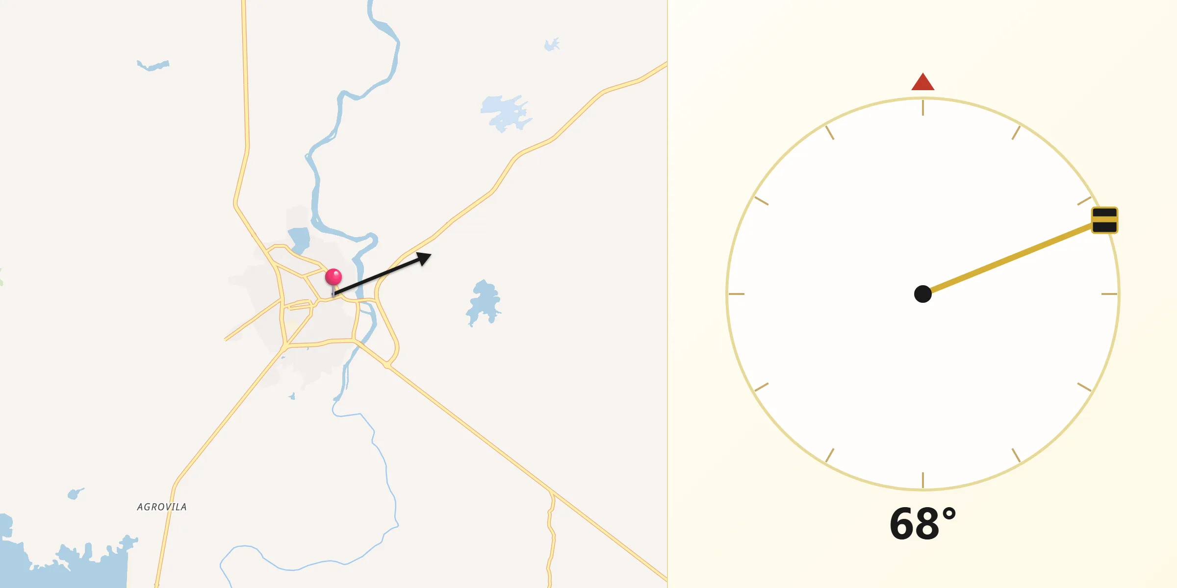 Direção da Qibla a partir de Granja