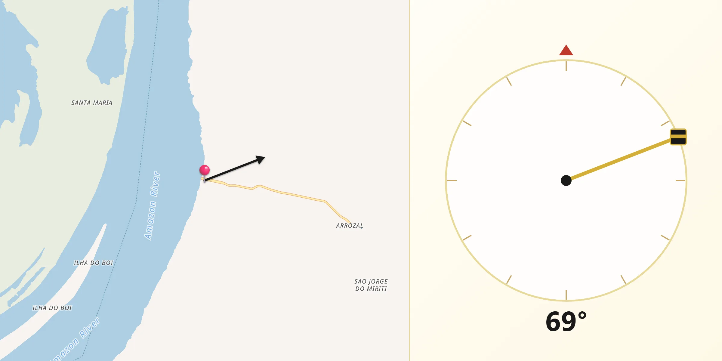 Direção da Qibla a partir de Urucurituba