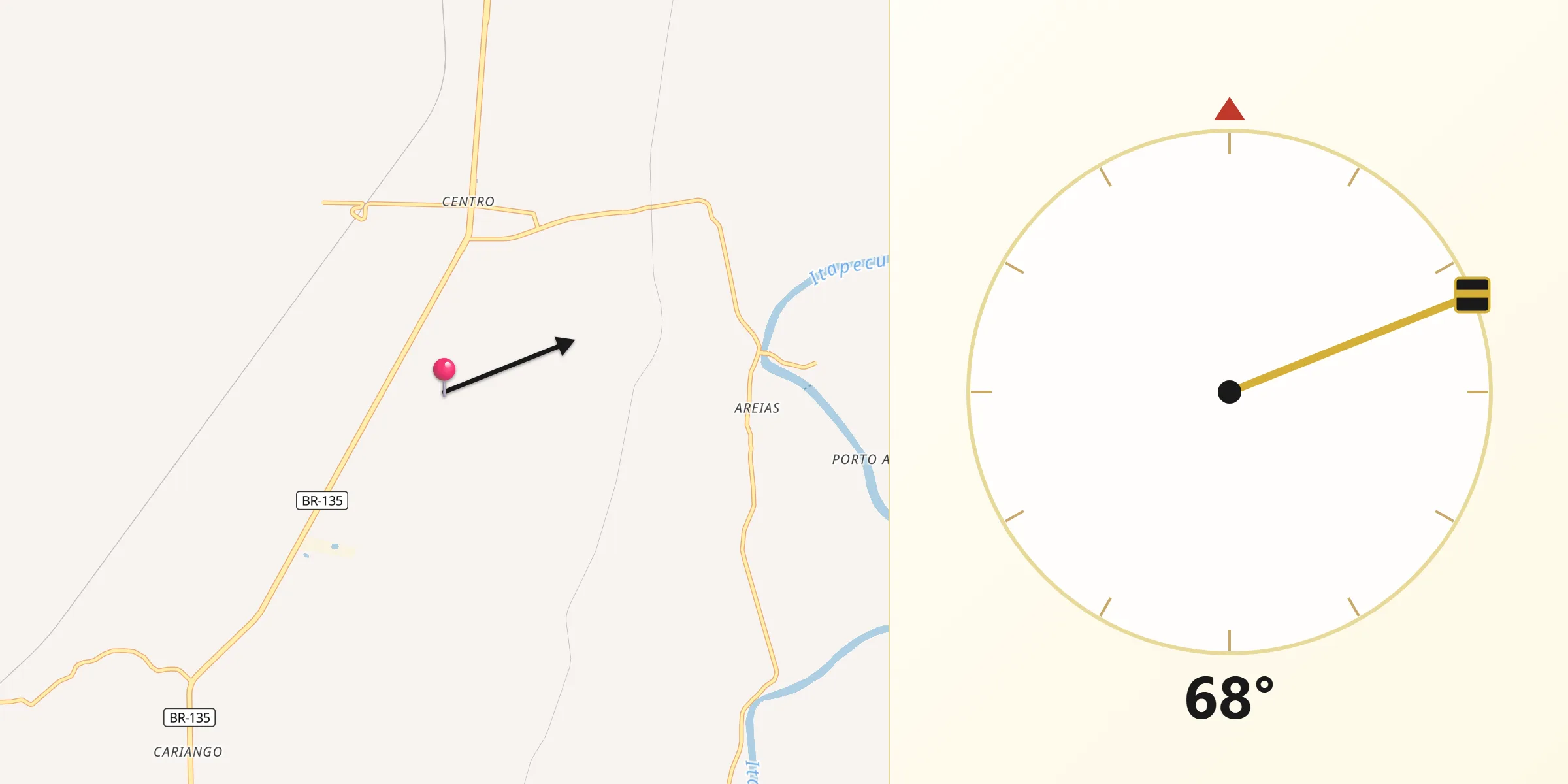 Direção da Qibla a partir de Santa Rita