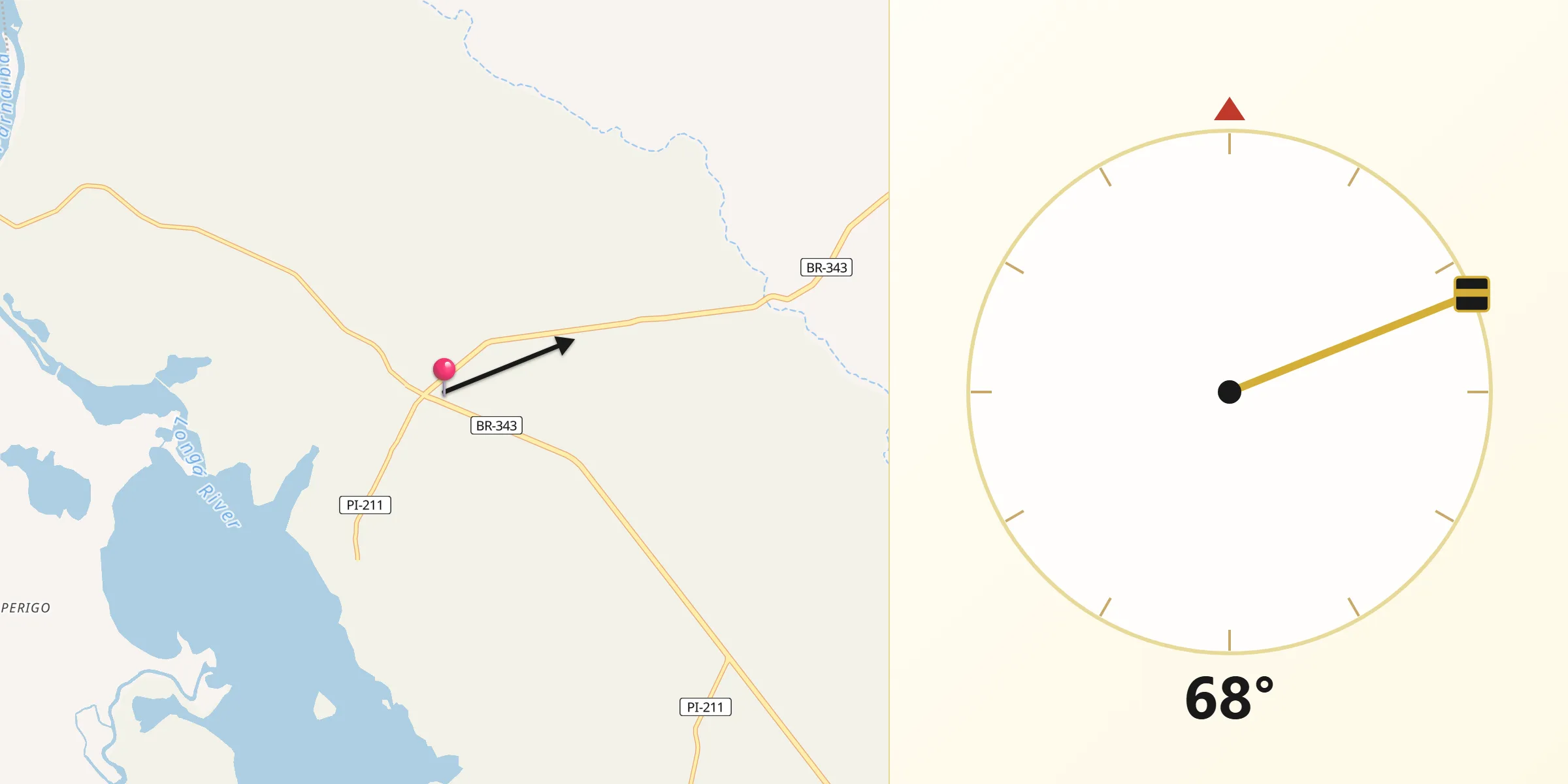 Direção da Qibla a partir de Buriti dos Lopes