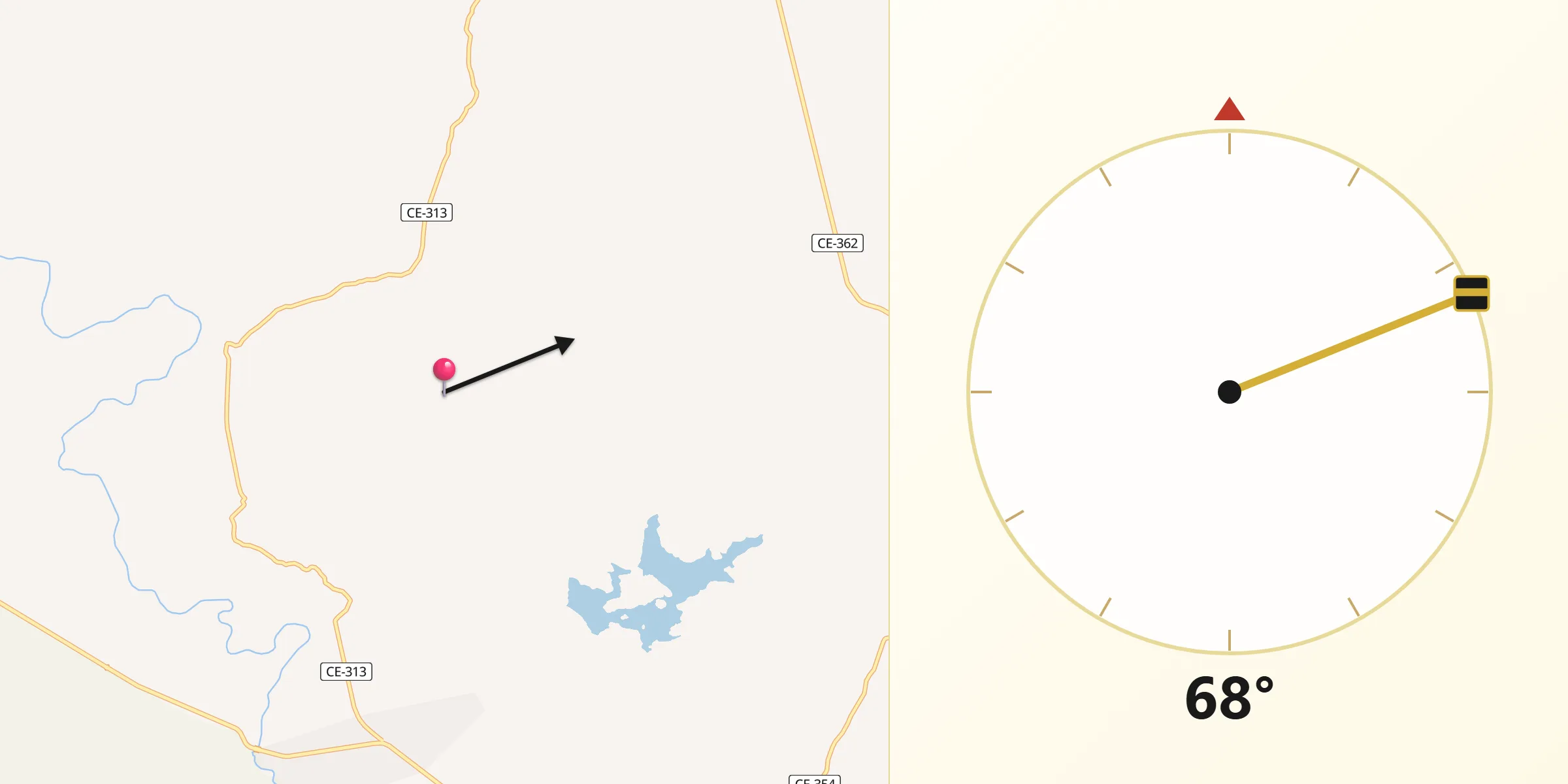 Direção da Qibla a partir de Uruoca