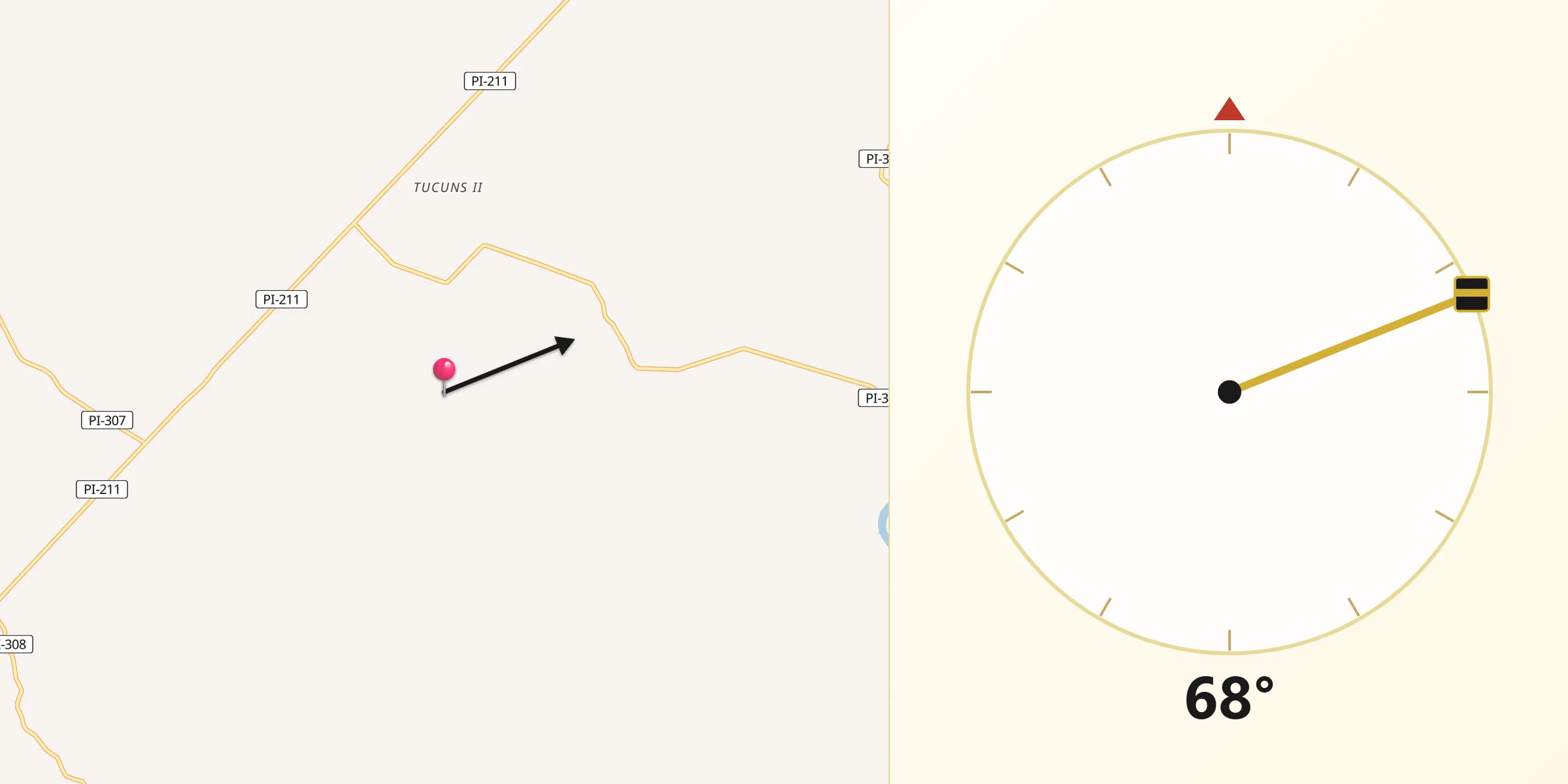 Direção da Qibla a partir de Murici dos Portelas