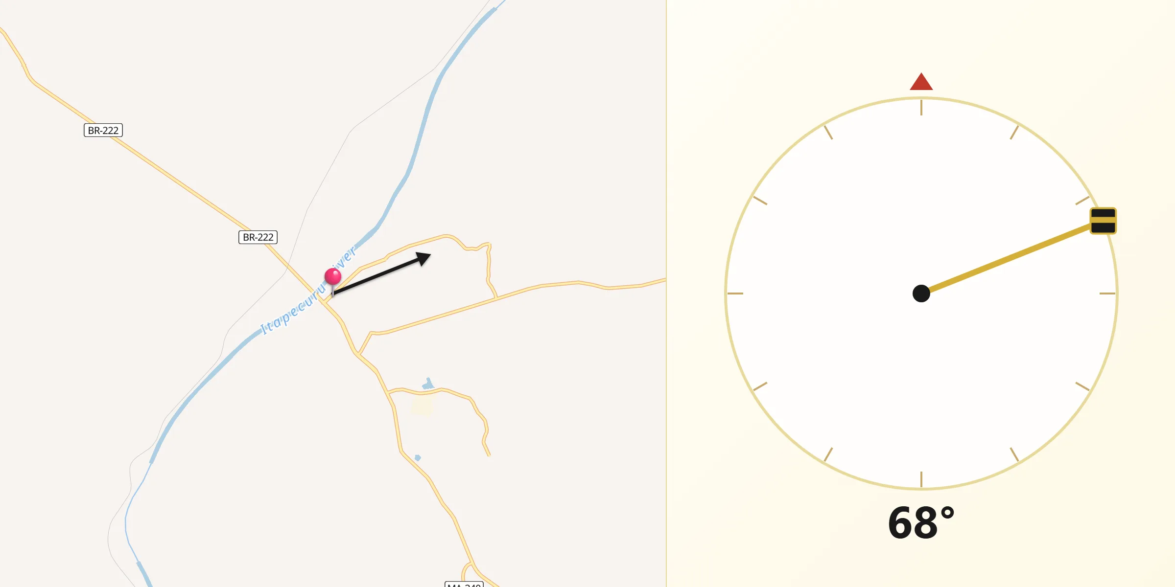 Direção da Qibla a partir de Itapecuru Mirim