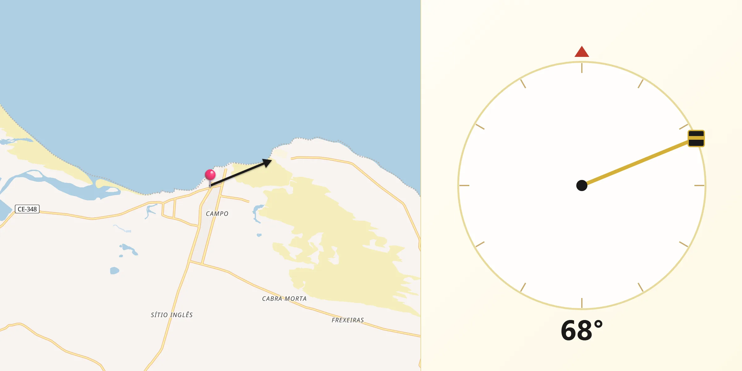 Direção da Qibla a partir de Paracuru