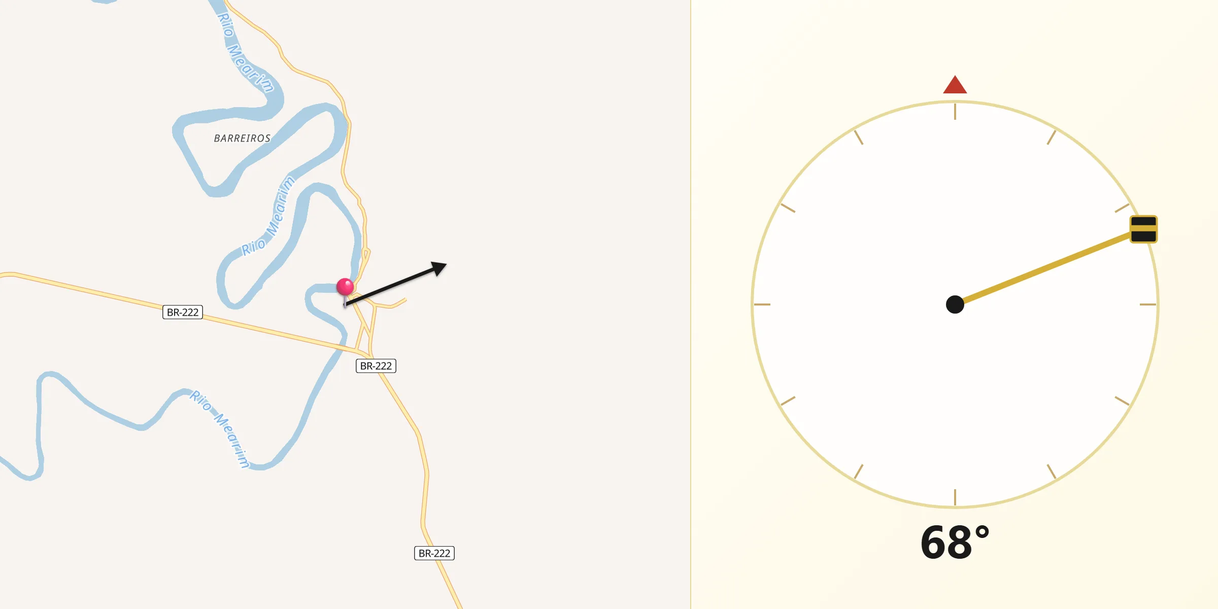 Direção da Qibla a partir de Arari