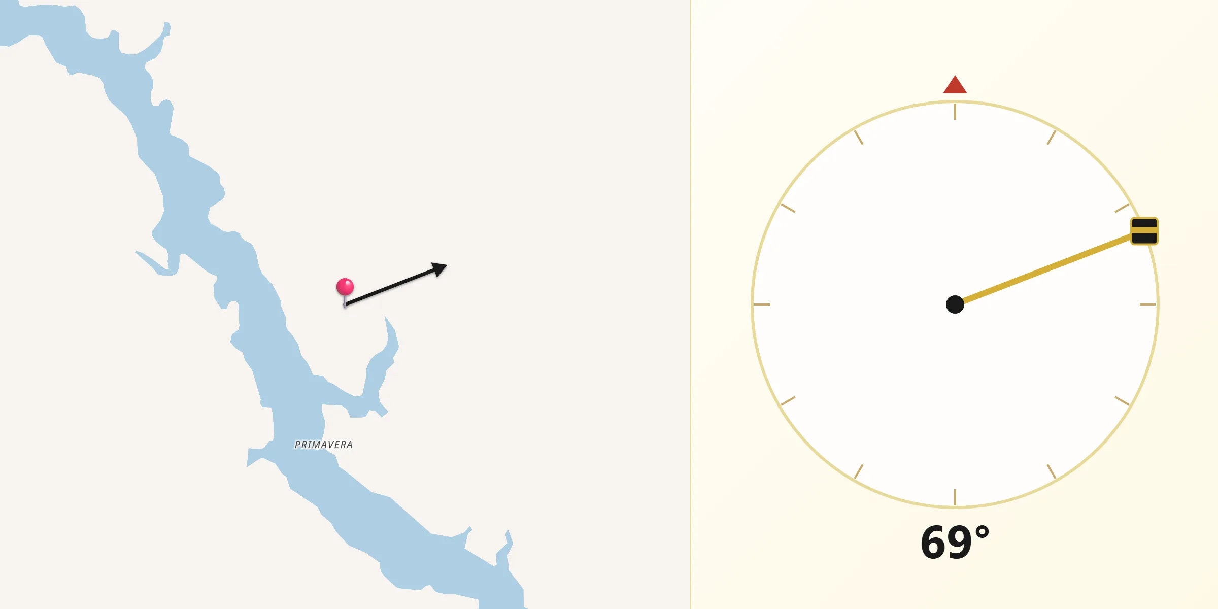 Direção da Qibla a partir de Anamã