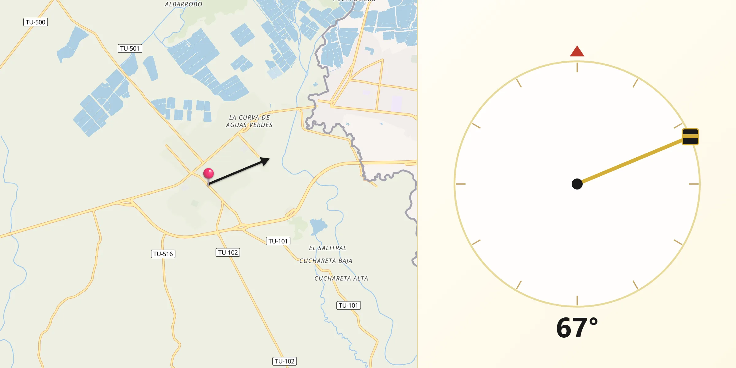 Dirección de la Qibla desde Zarumilla