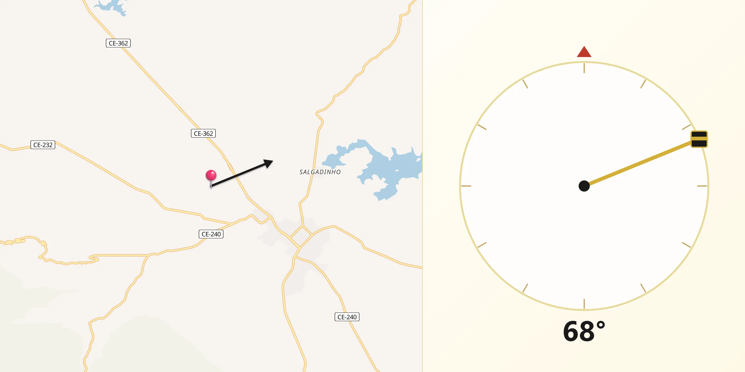 Direção da Qibla a partir de Massapê