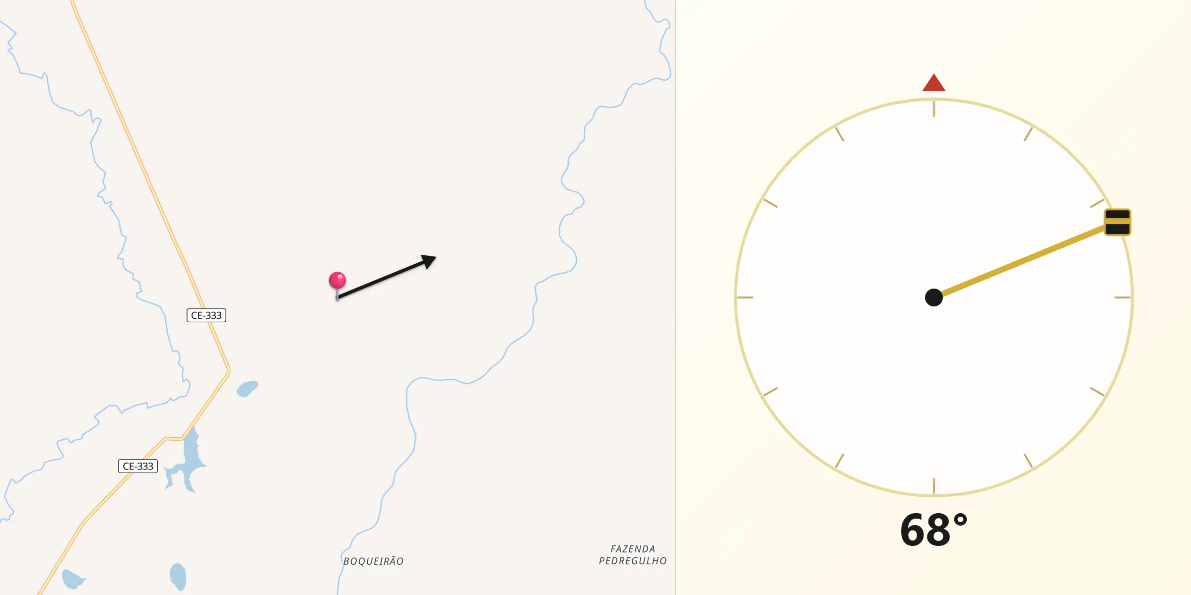 Direção da Qibla a partir de Tururu
