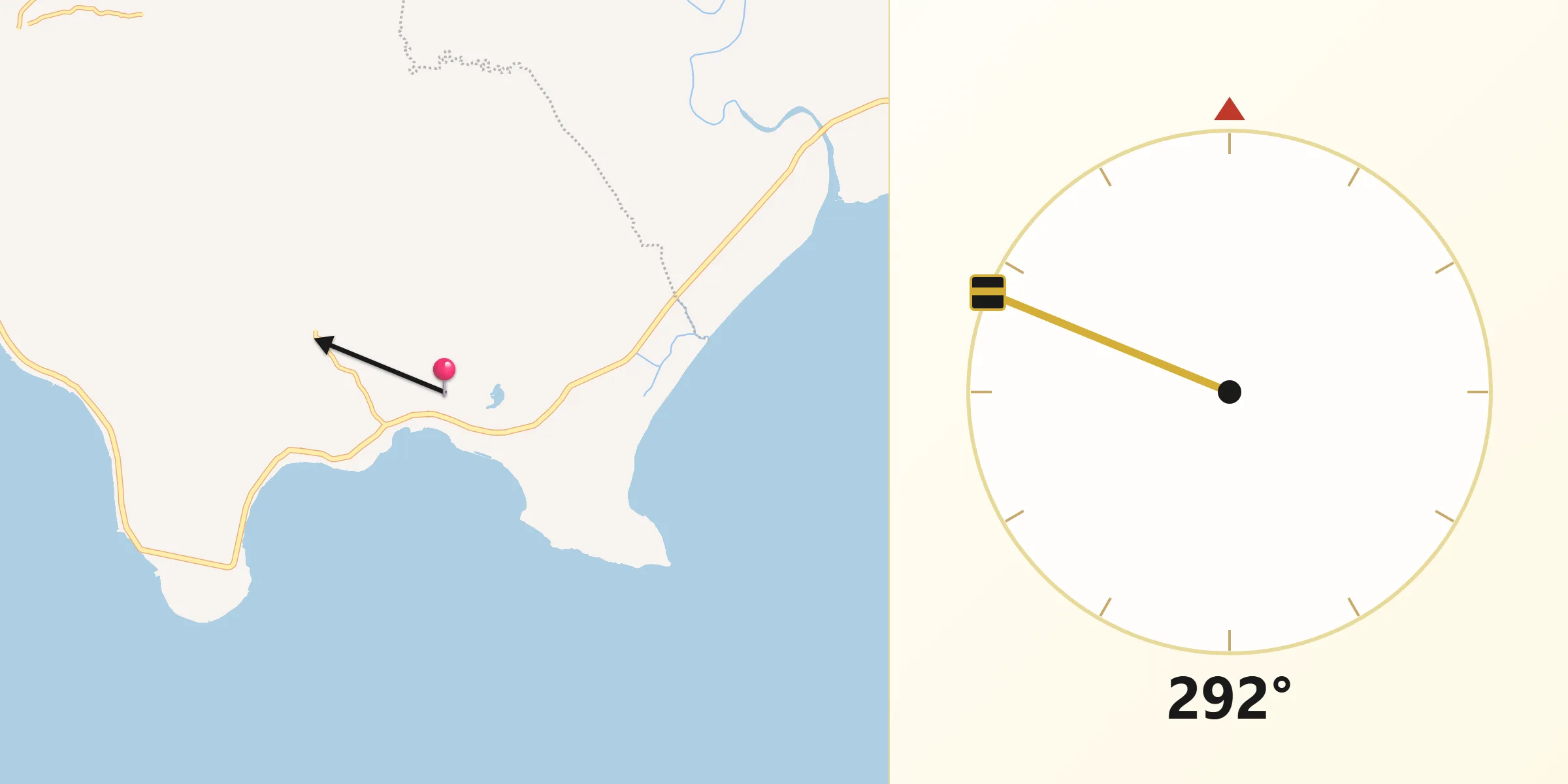 Direction vers la Qibla depuis Majene