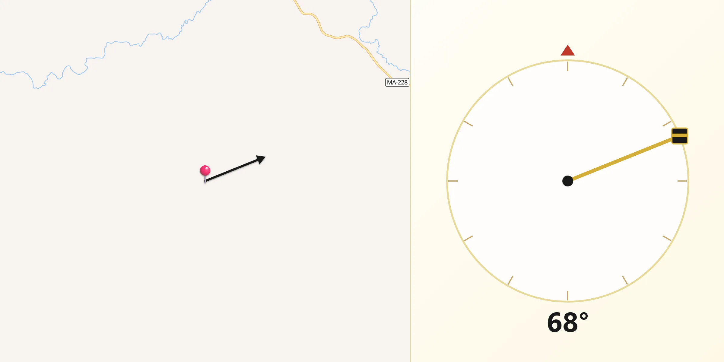 Direção da Qibla a partir de Mata Roma