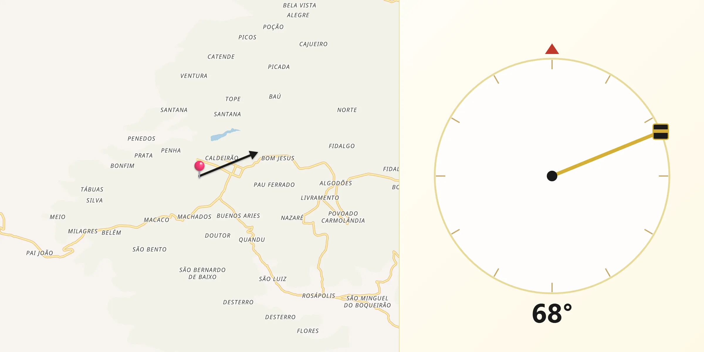 Direção da Qibla a partir de Alcântaras