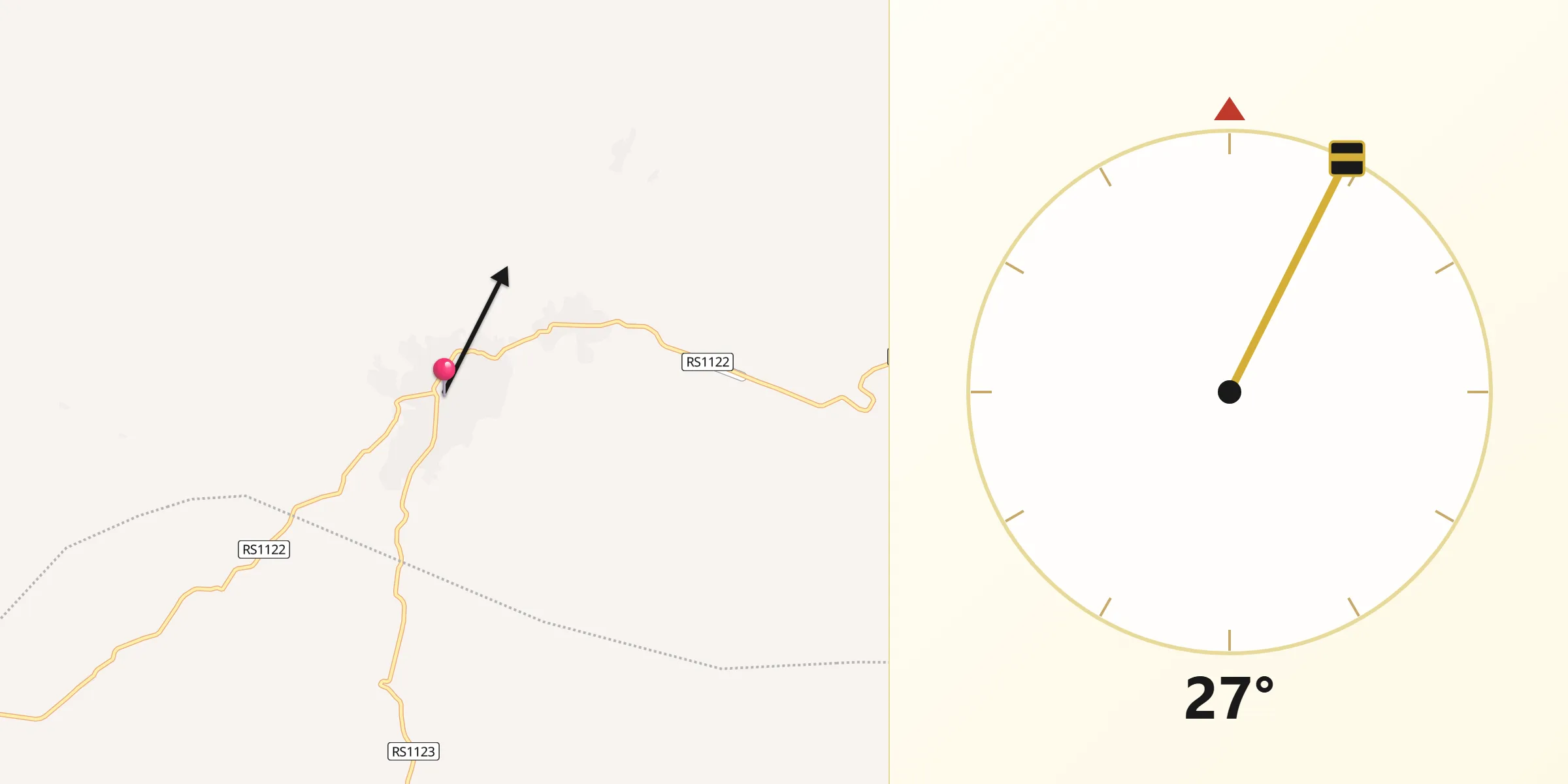 Direction vers la Qibla depuis Kampene
