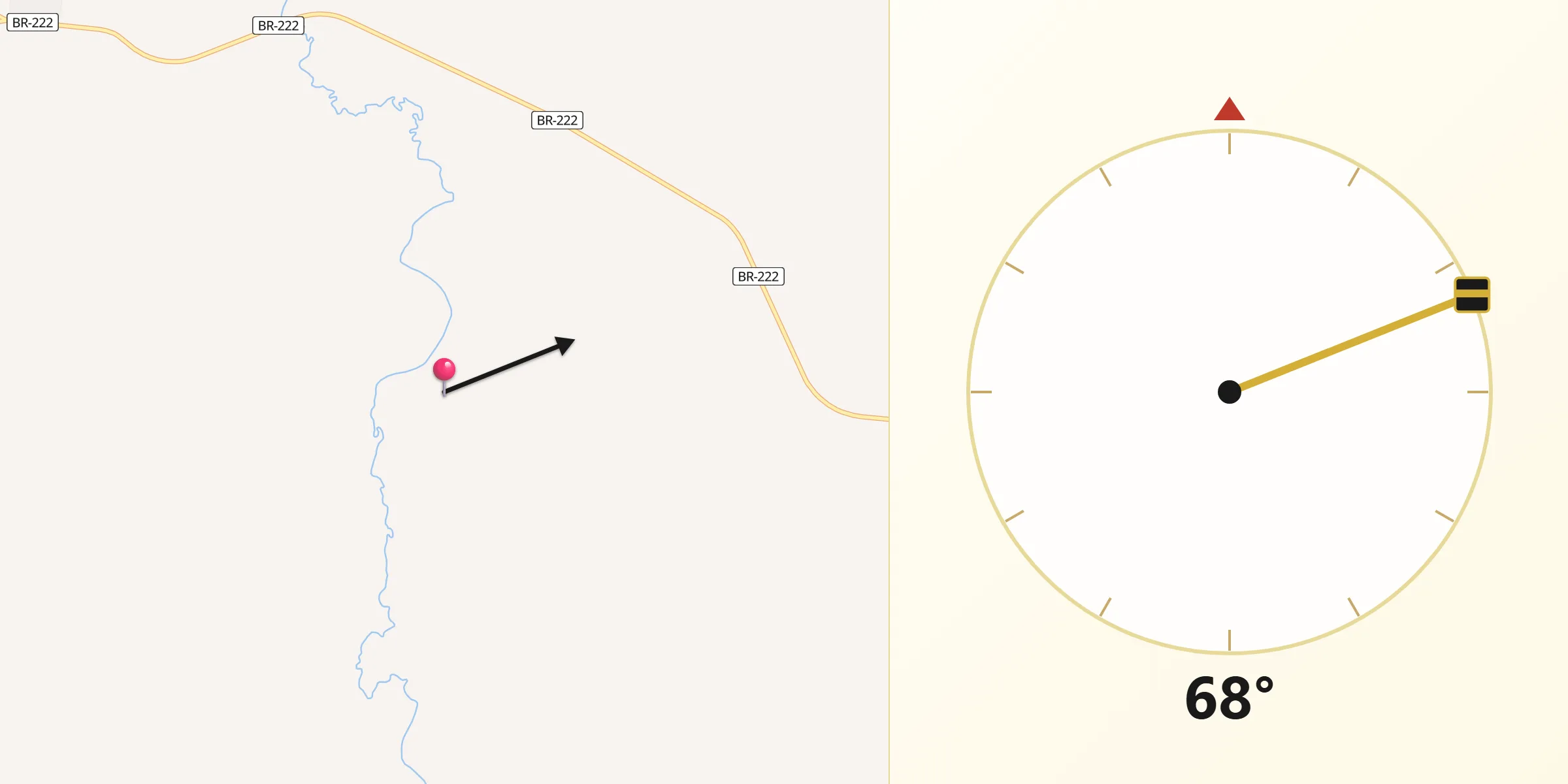 Direção da Qibla a partir de Vargem Grande