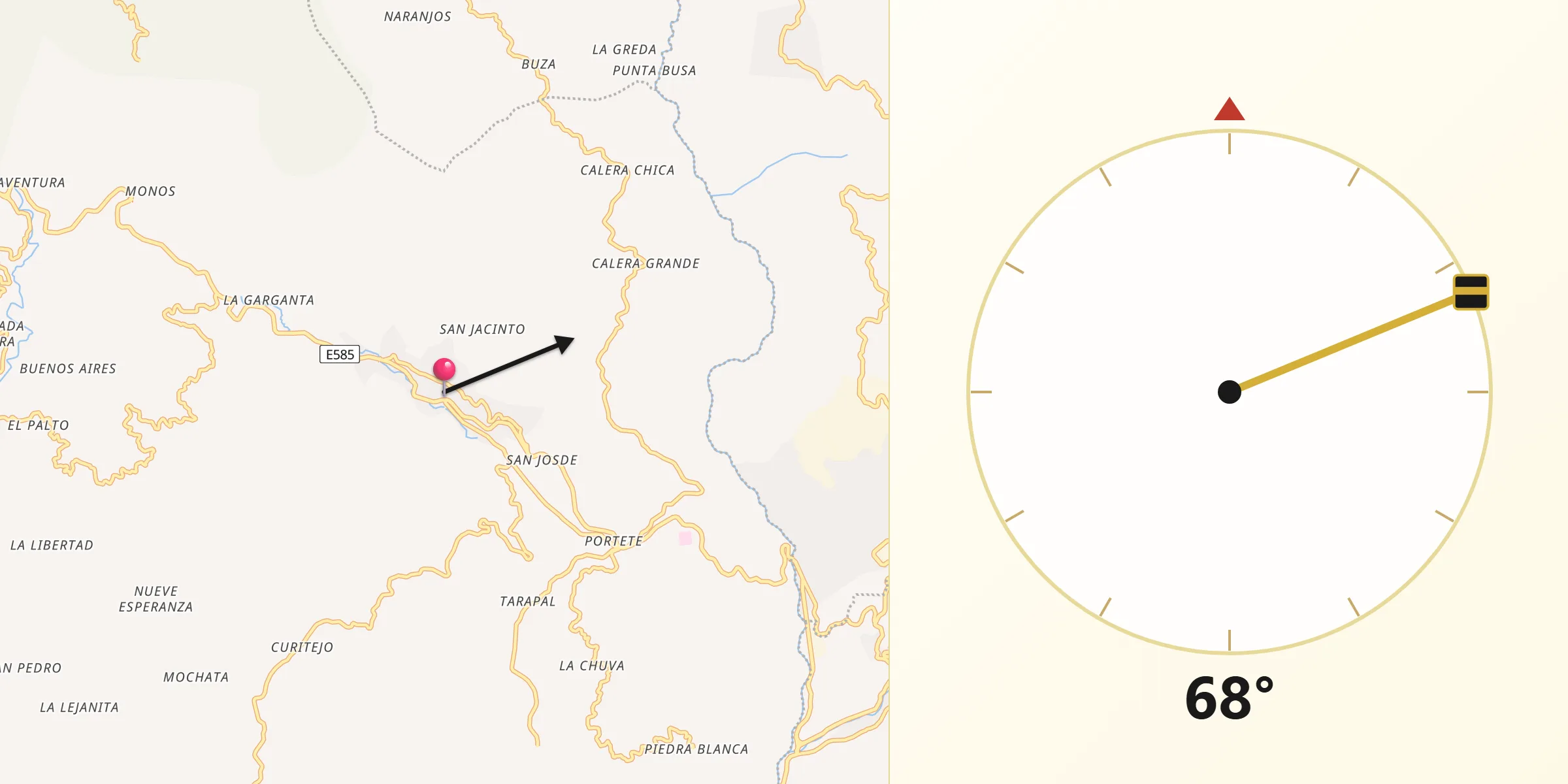 Dirección de la Qibla desde Piñas