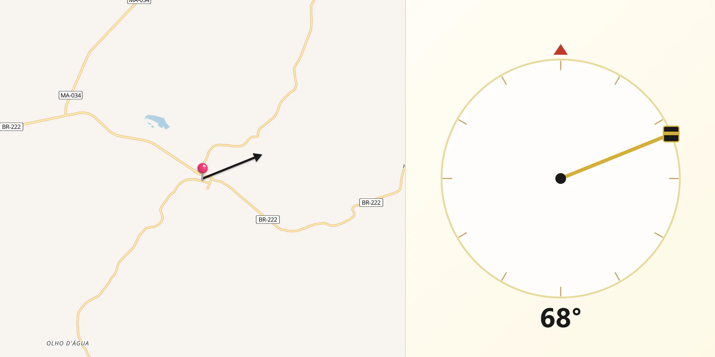 Direção da Qibla a partir de Brejo