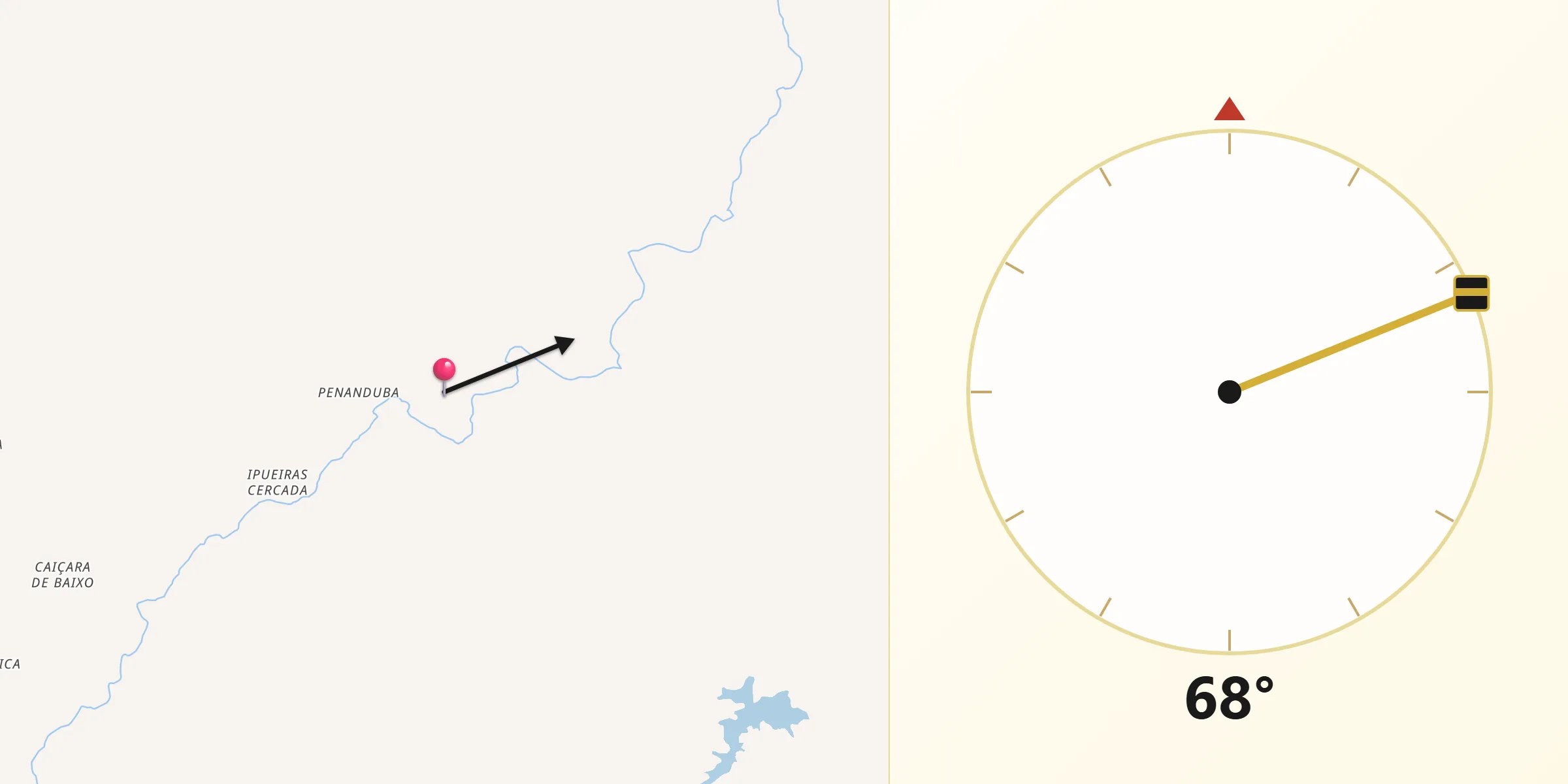 Direção da Qibla a partir de Coreaú