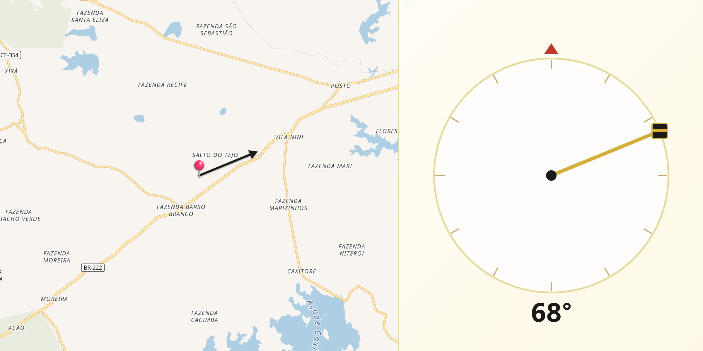 Direção da Qibla a partir de Umirim