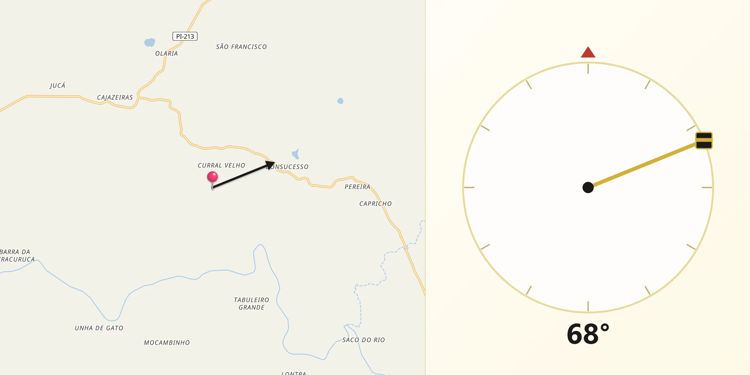 Direção da Qibla a partir de São José do Divino