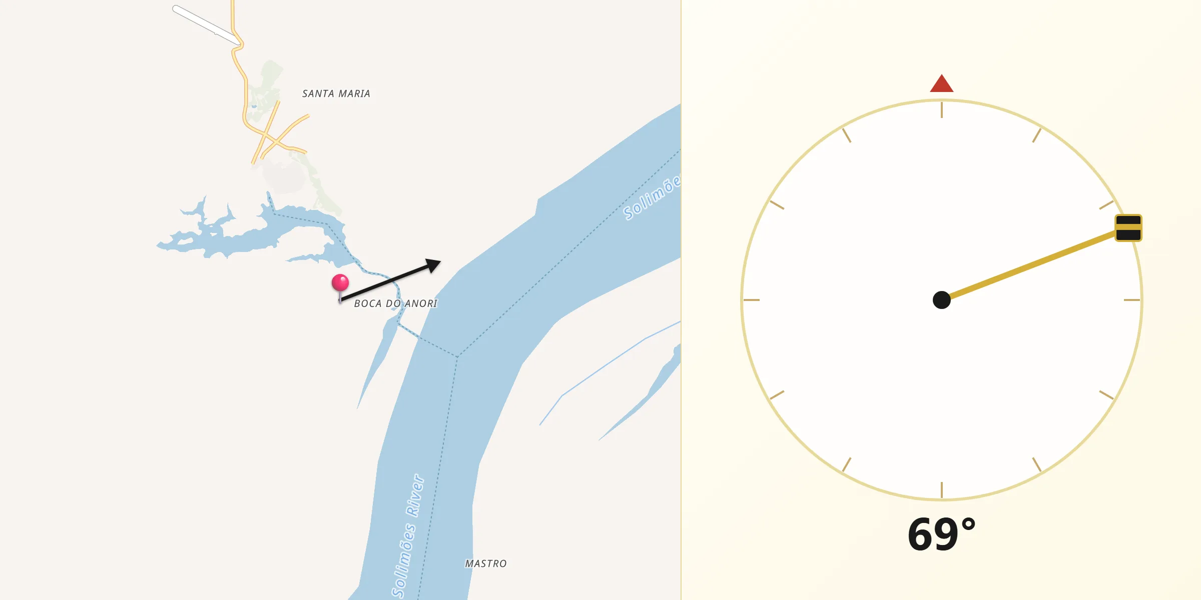 Direção da Qibla a partir de Anori